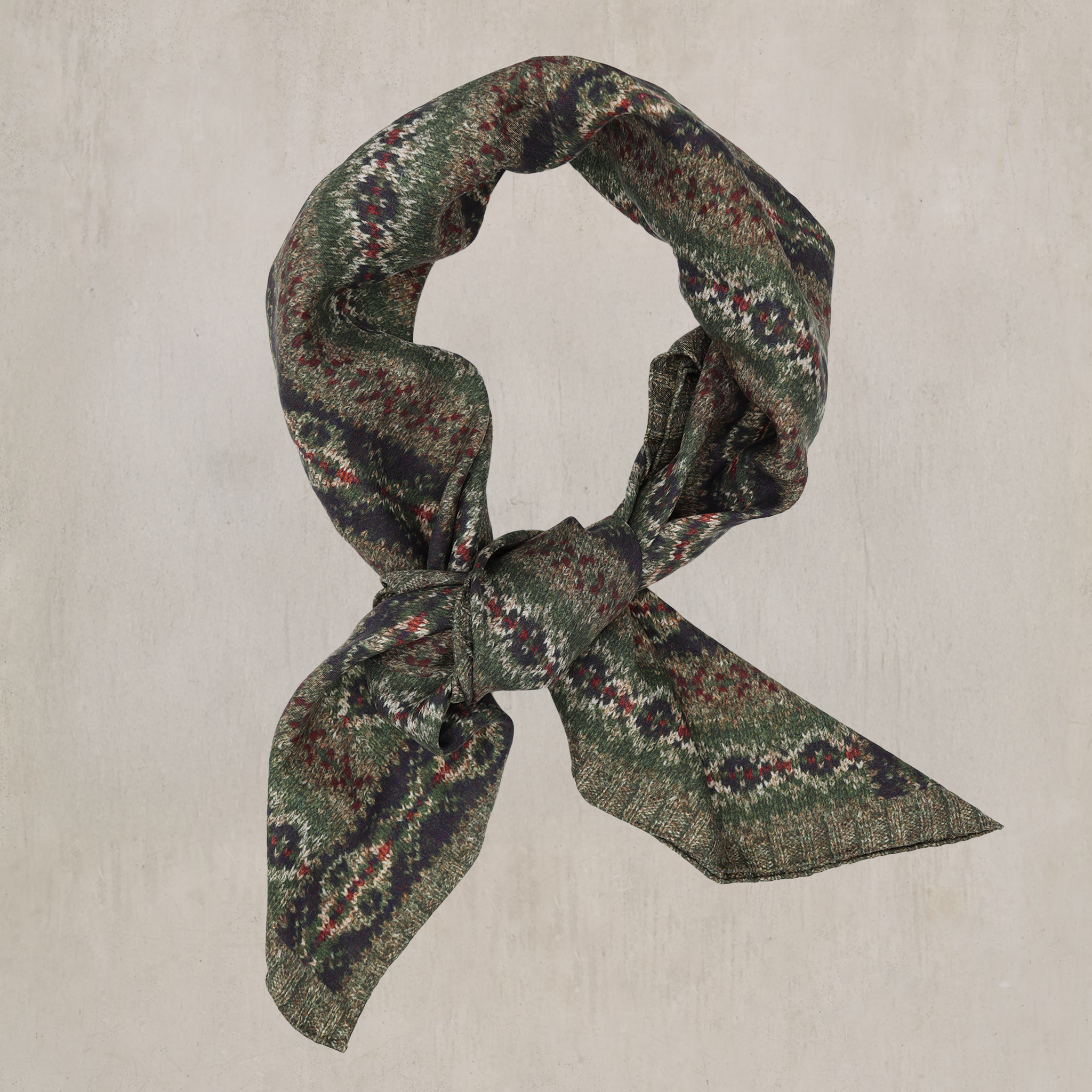 Fairisle Print Silk Scarf by Echo for Anderson & Sheppard