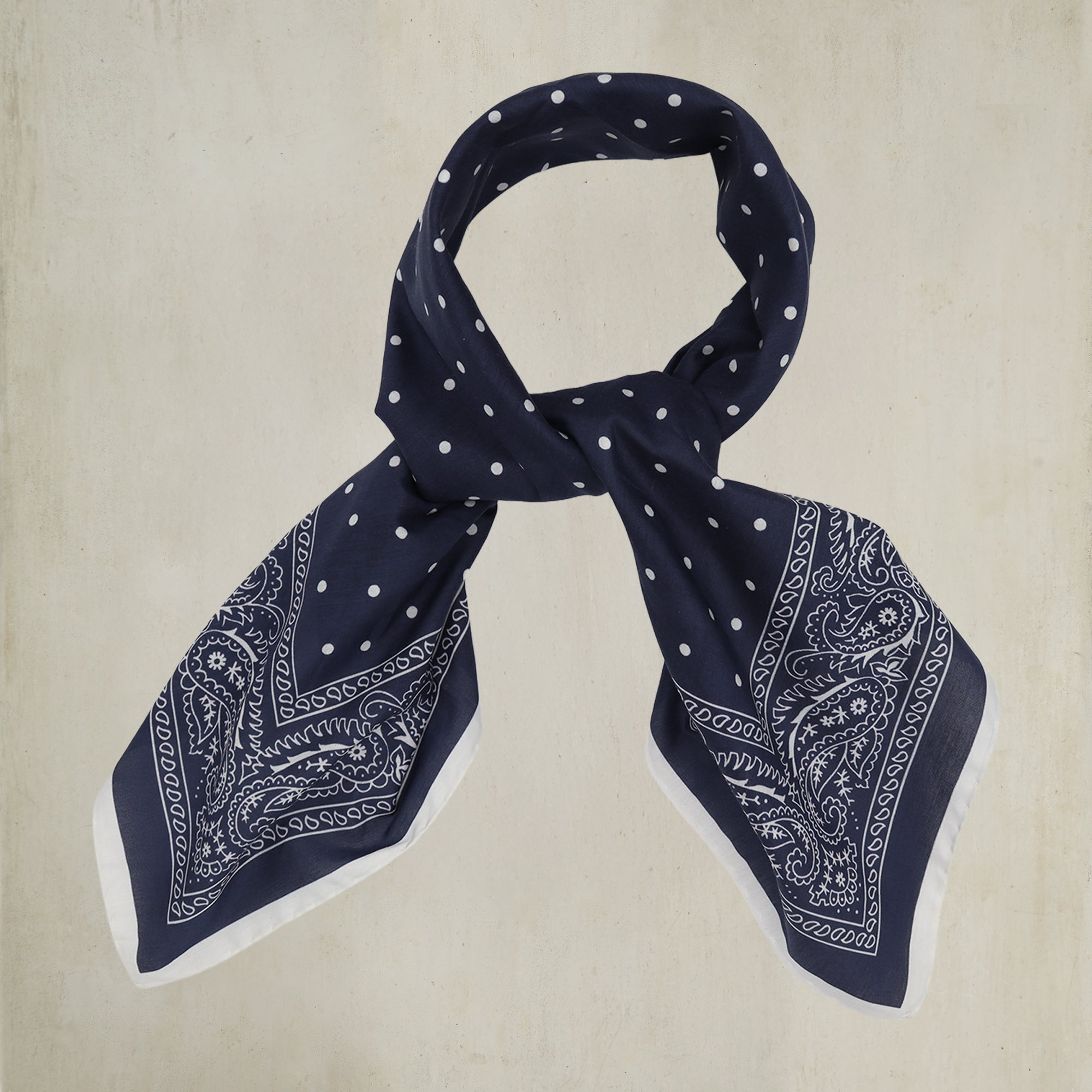 Paisley with Spots Neckerchief in Navy