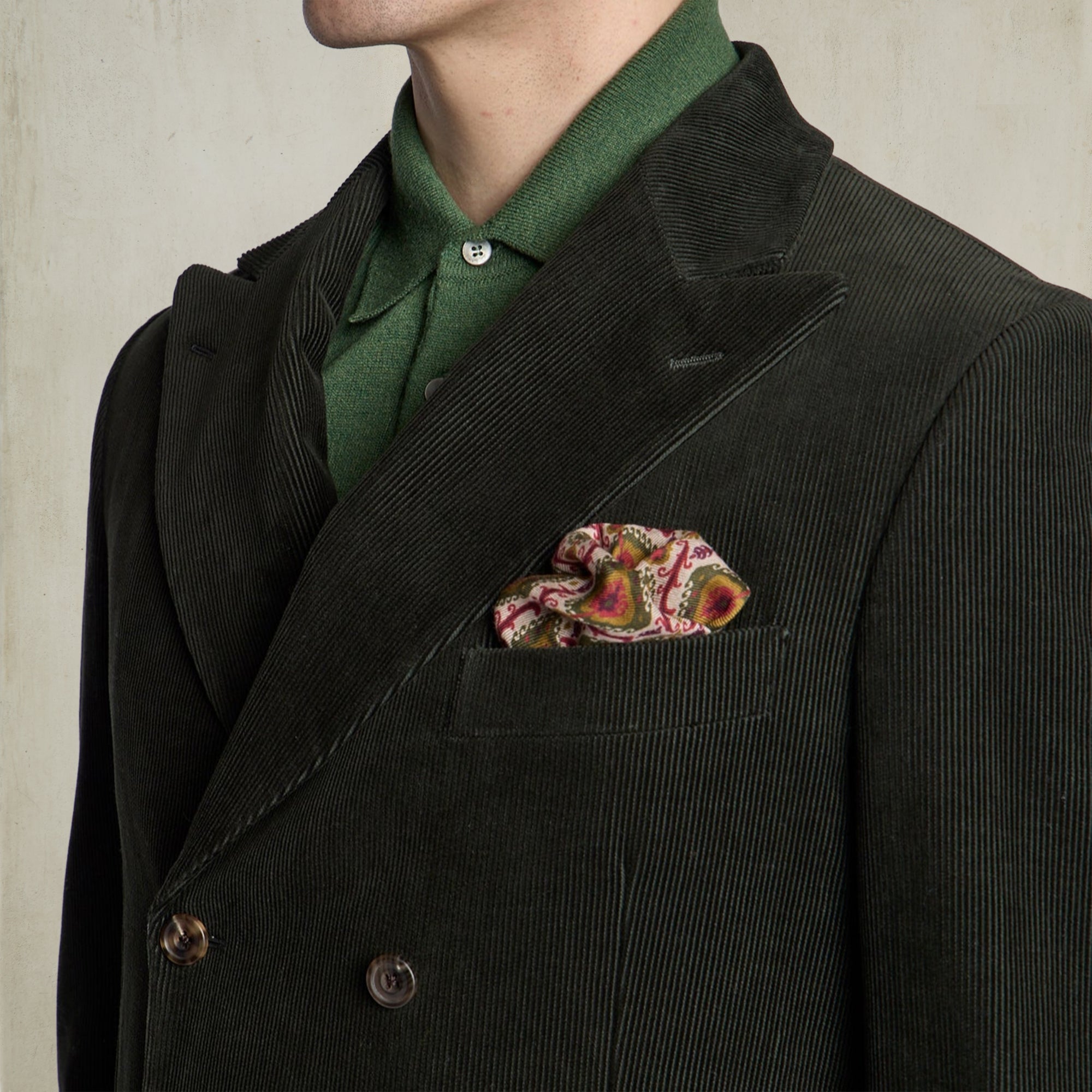 Peacock Print Pocket Square in Dark Red