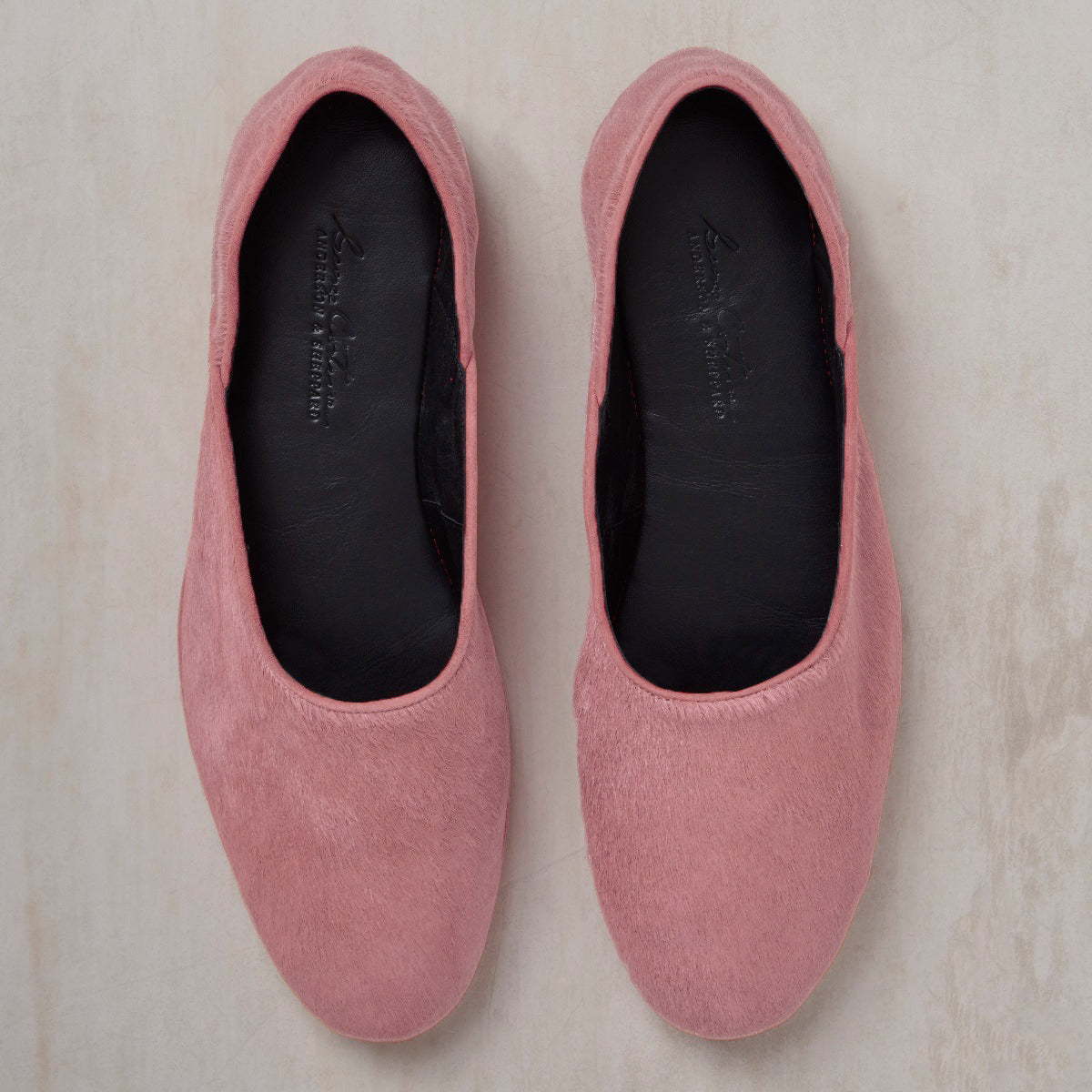 George Cortina For Anderson & Sheppard Plain Pony Hair Slippers In Light Pink