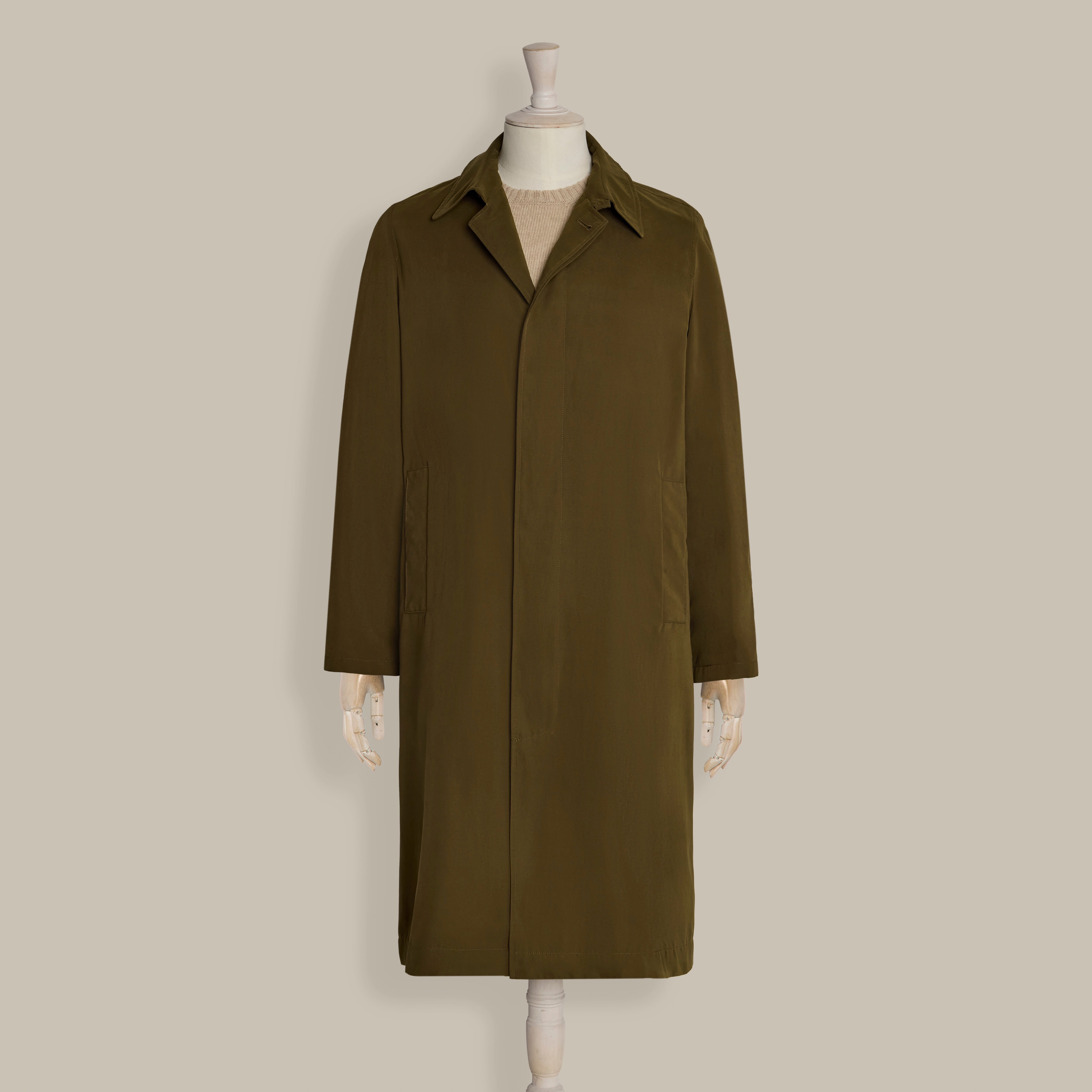 Long Microfibre Raincoat In Khaki