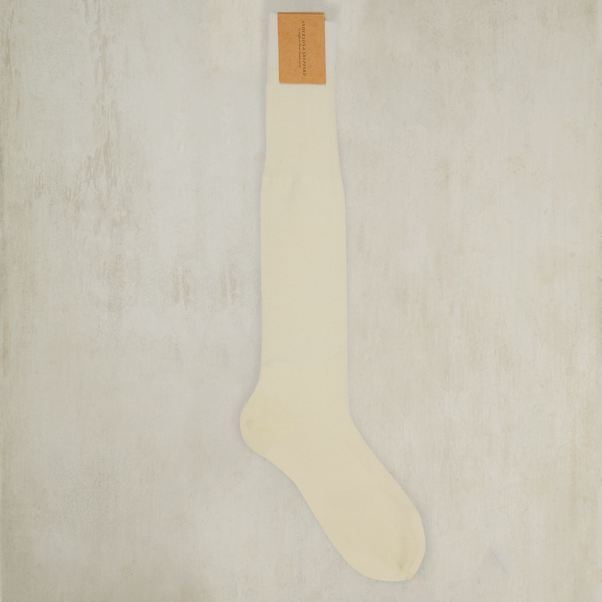 Sea Island Cotton Long Plain Socks In Cream