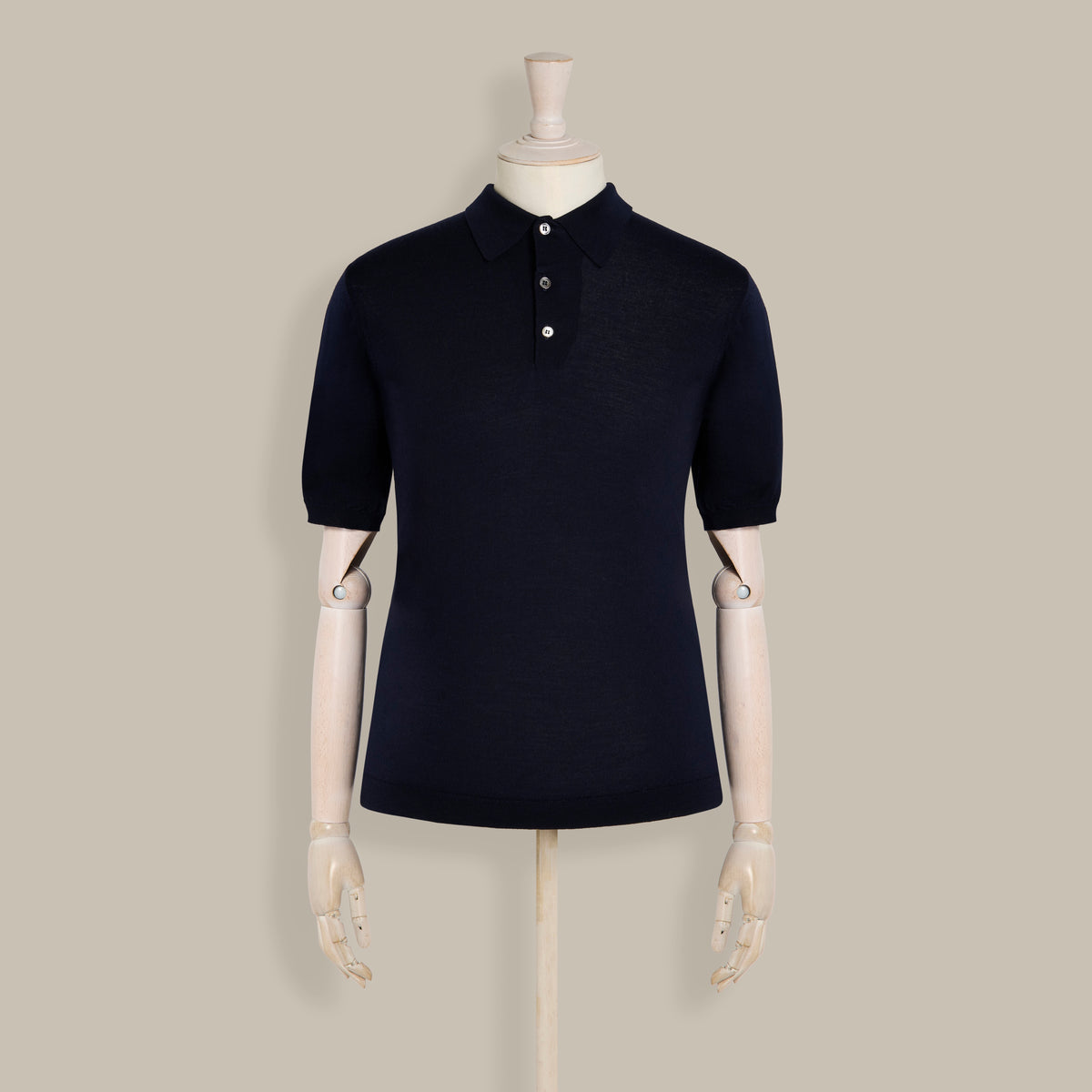 Short Sleeve Lightweight Merino Polo Shirt In Navy