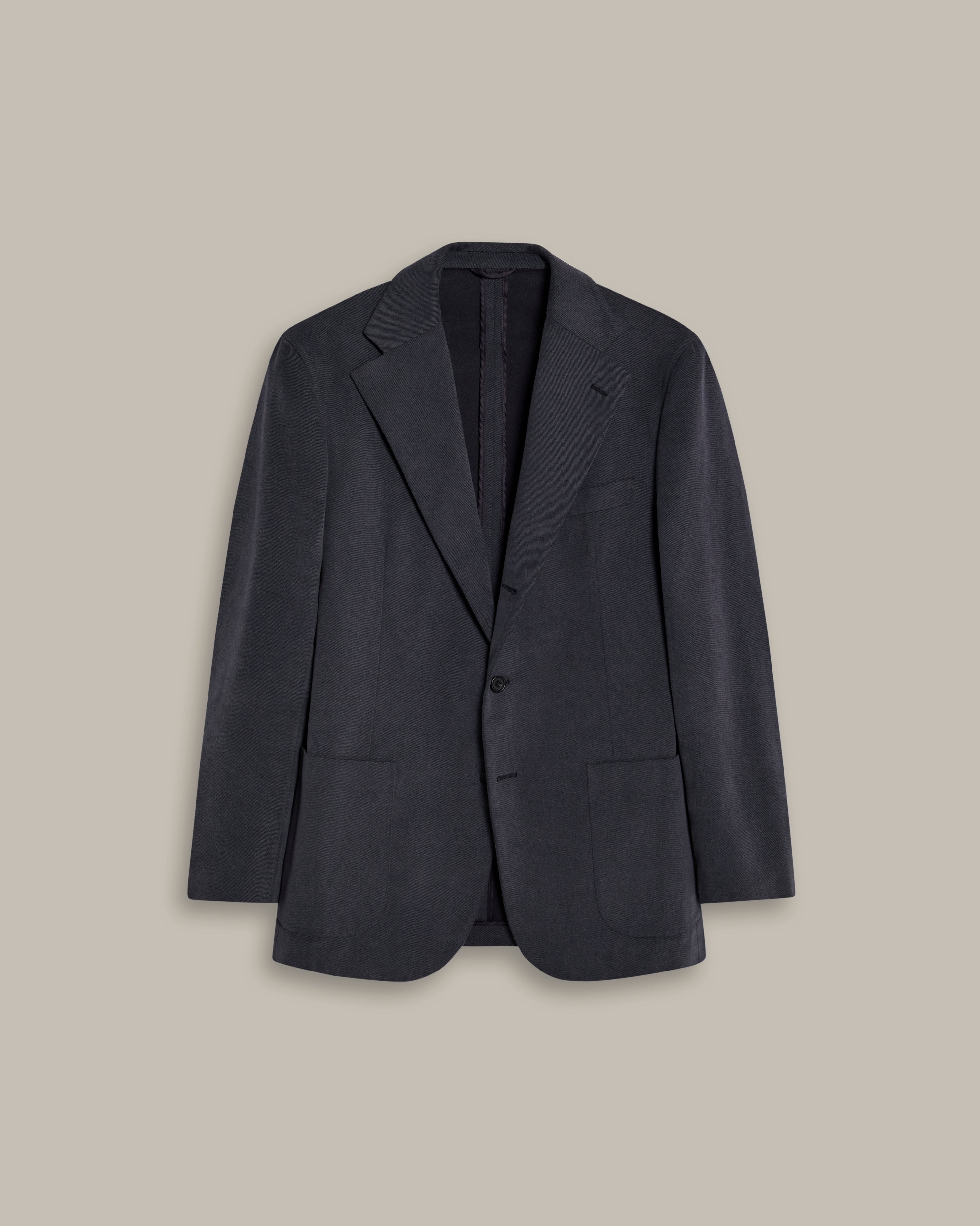 Single Breasted Cotton Drill Unstructured Suit in Dark Blue