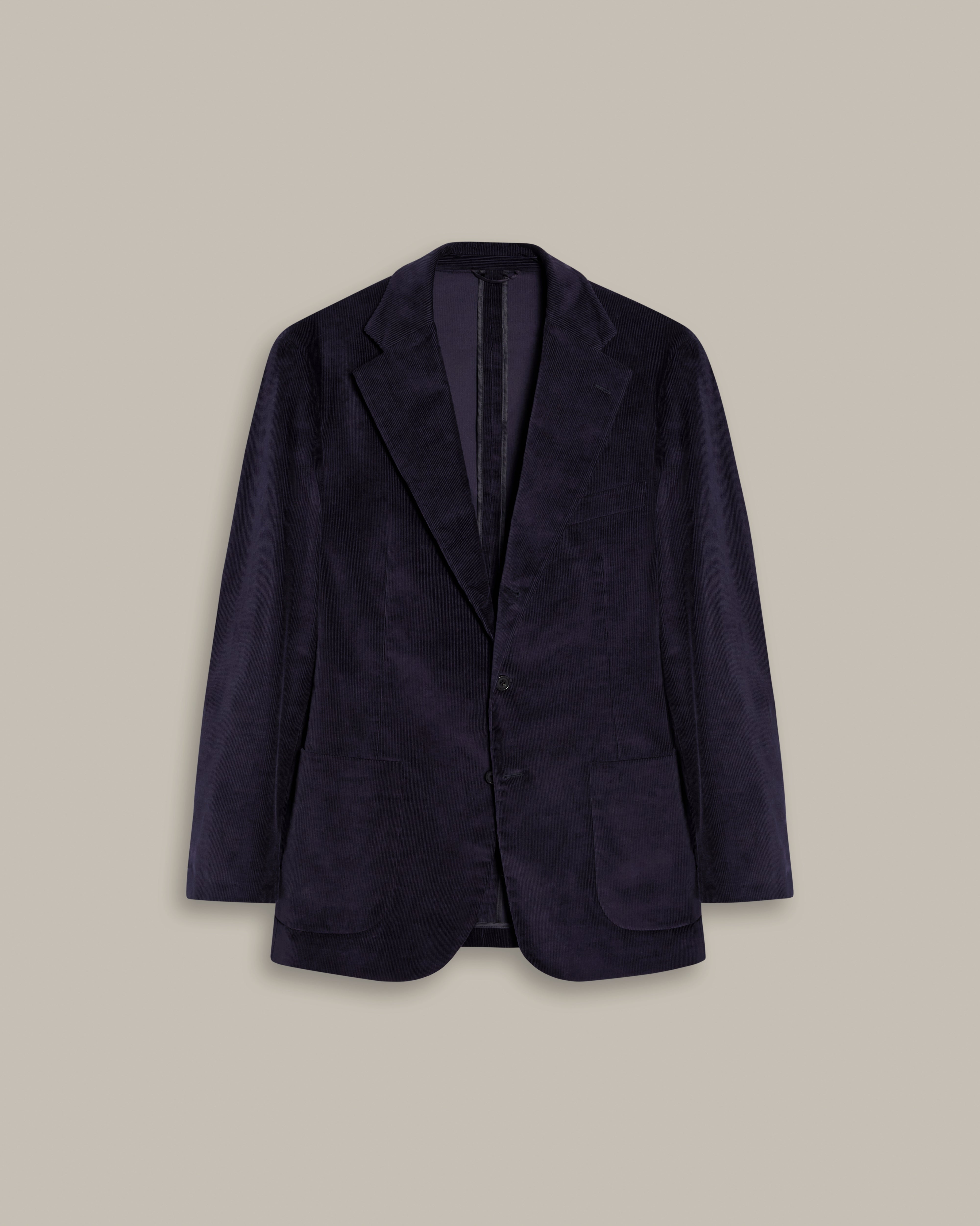 Single Breasted Corduroy Unstructured Suit in Dark Navy