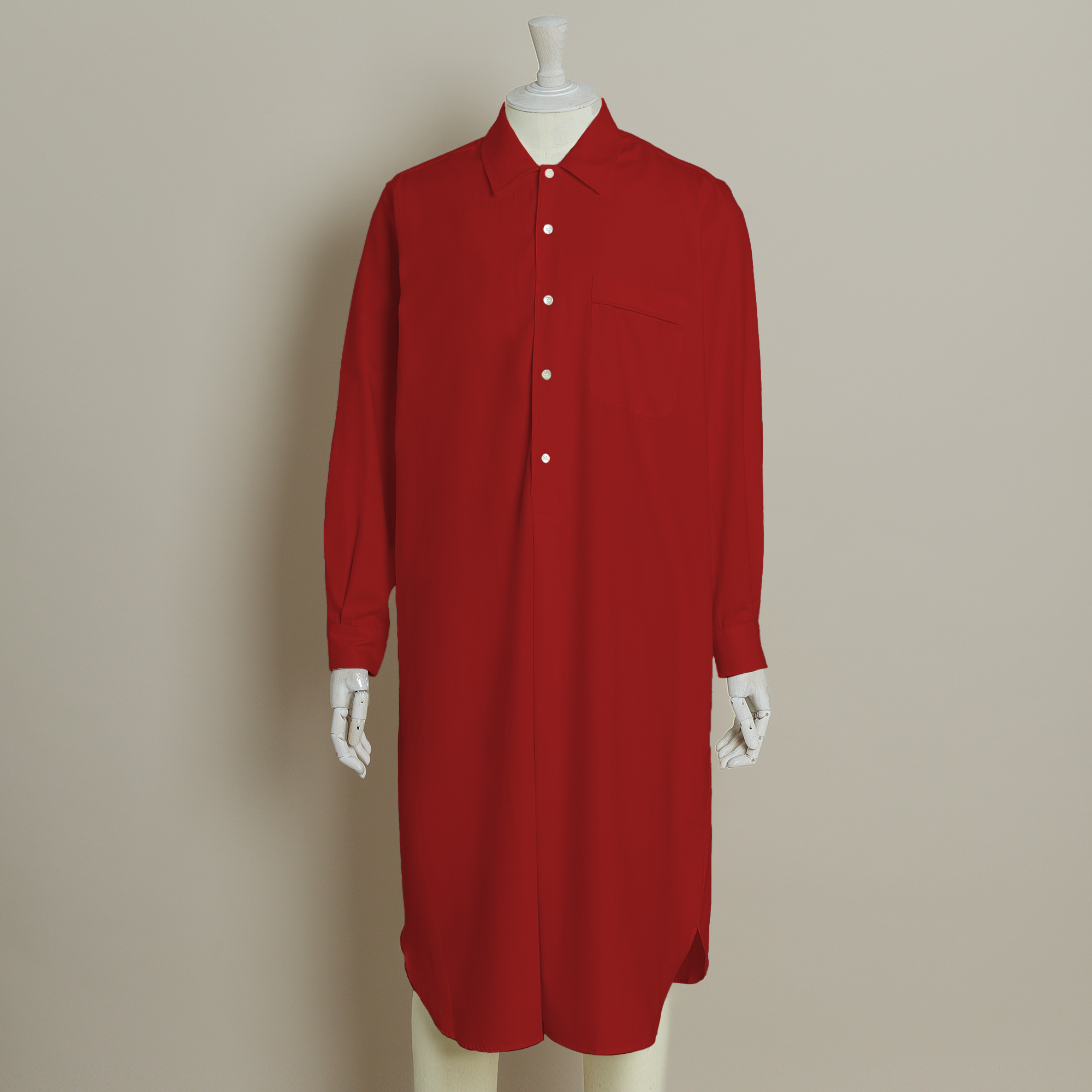 Soft Brushed Cotton Night Shirt In Red