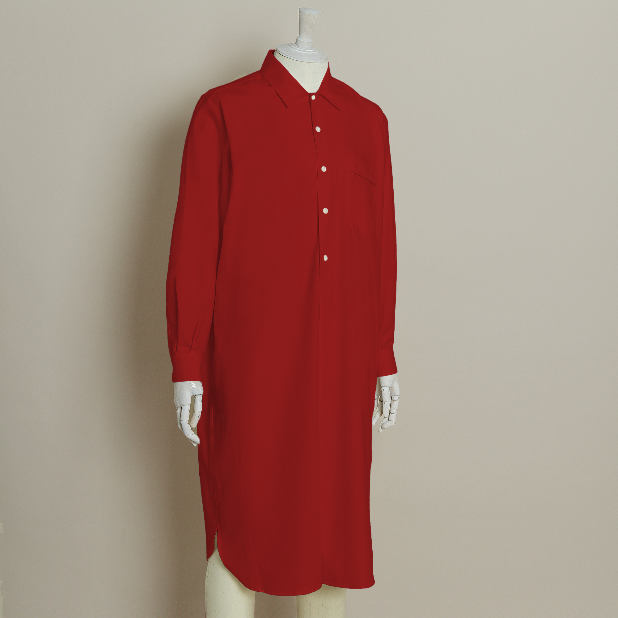 Soft Brushed Cotton Night Shirt In Red