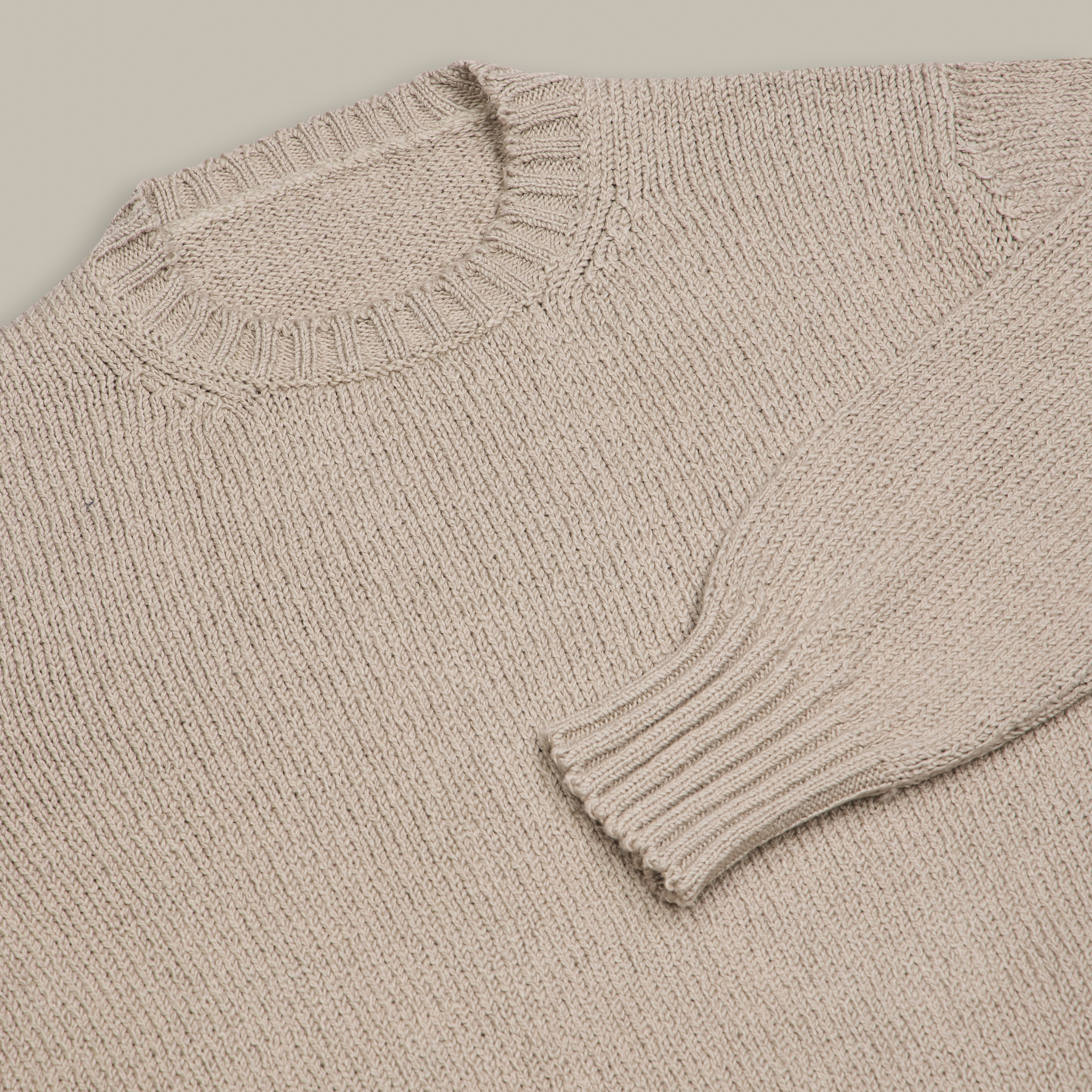Soft Cotton Crew Neck Sweater in Natural
