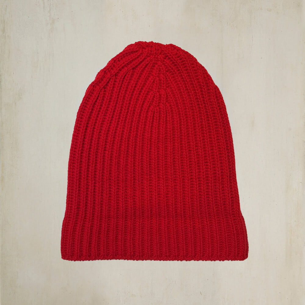 Soft Lambswool Heavy Knit Hat In Dark Red
