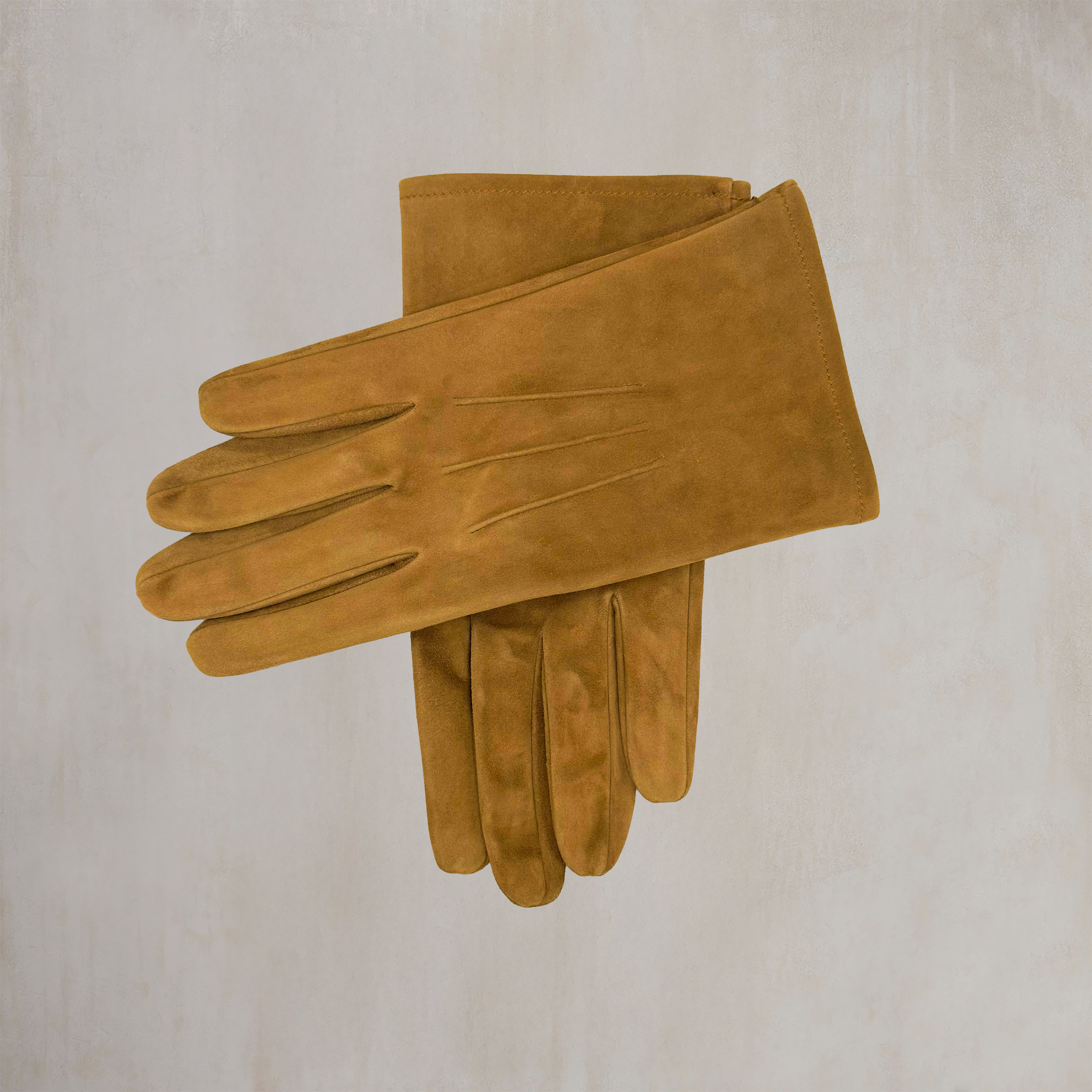 Suede Leather Gloves in Dark Natural