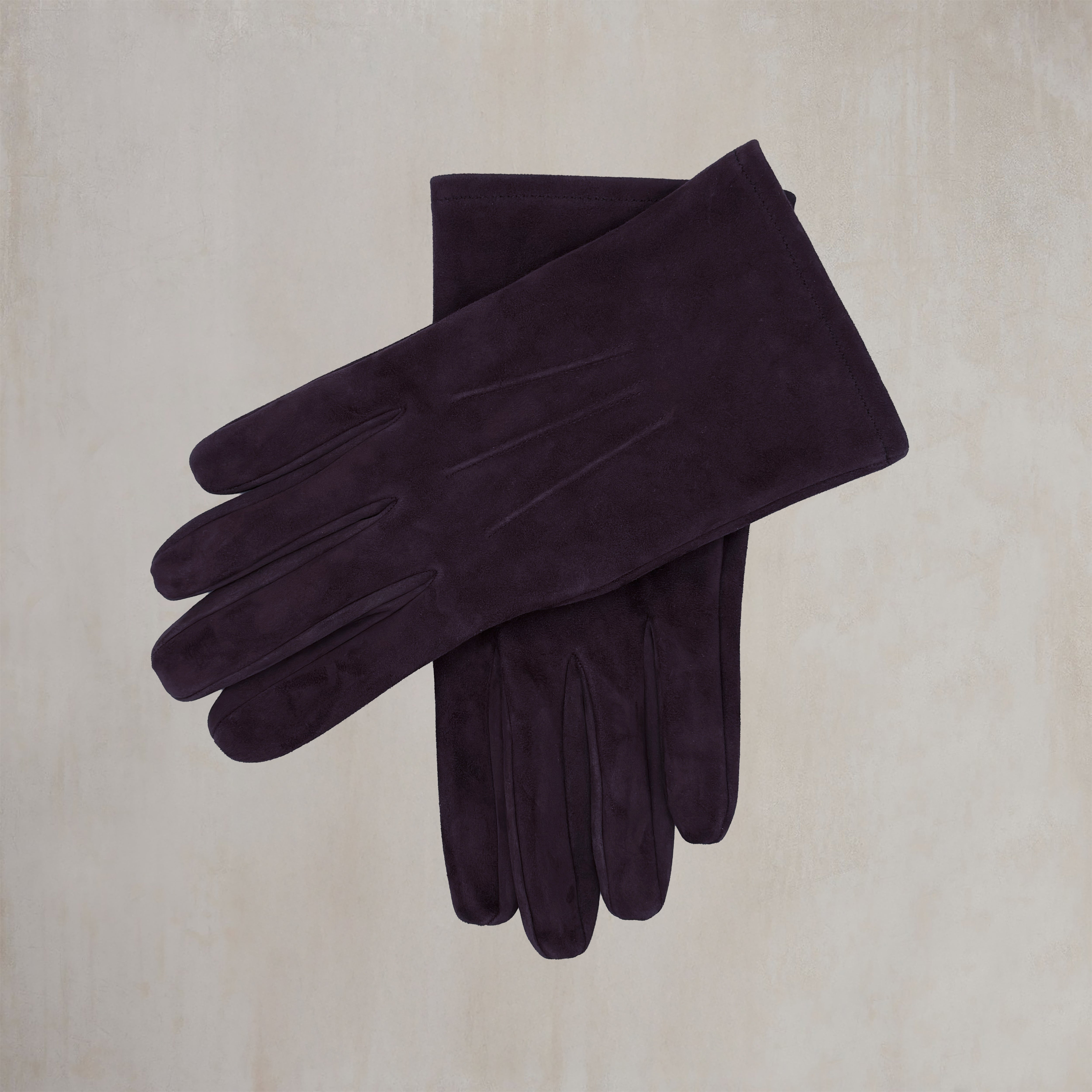 Suede Leather Gloves in Dark Purple