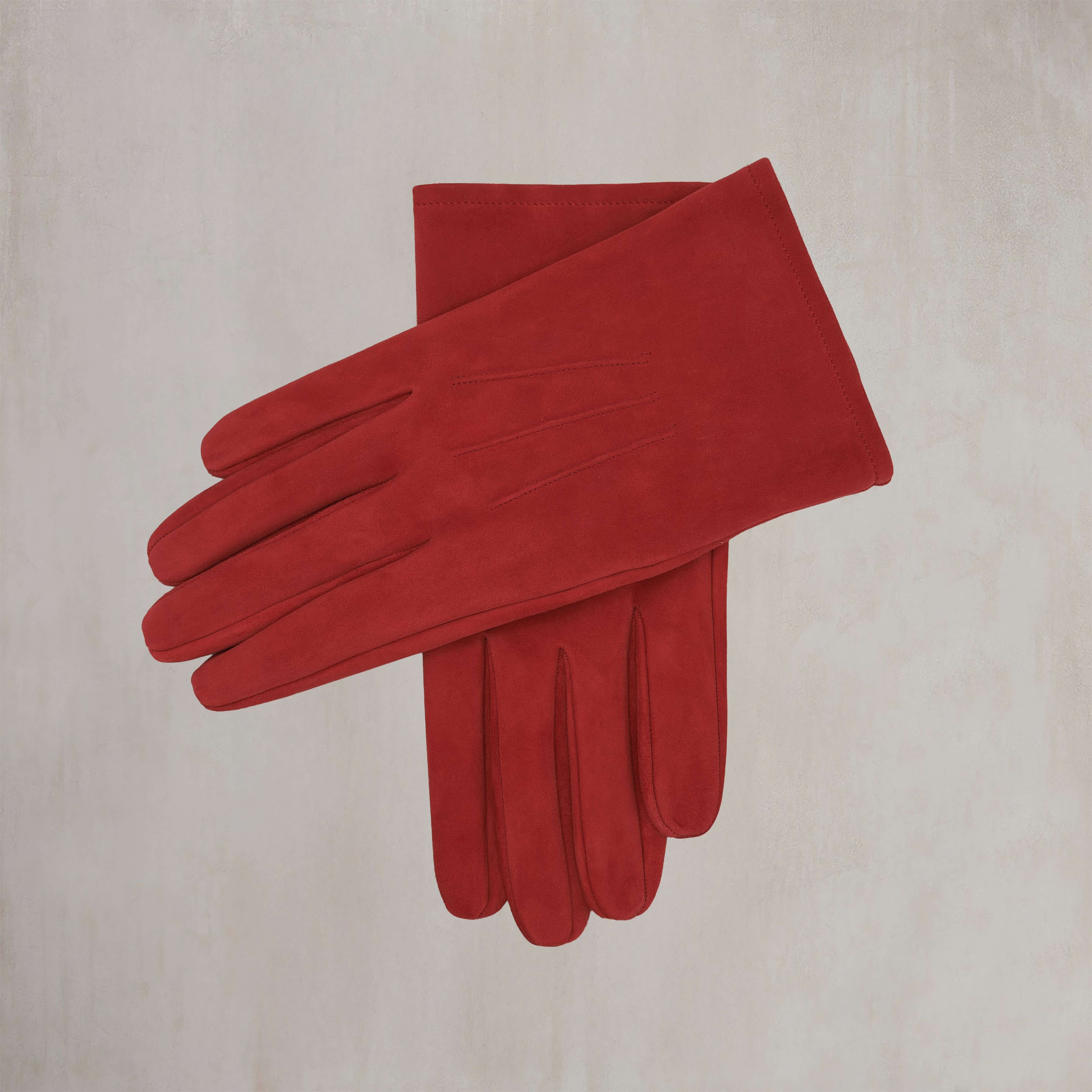 Suede Leather Gloves in Dark Red