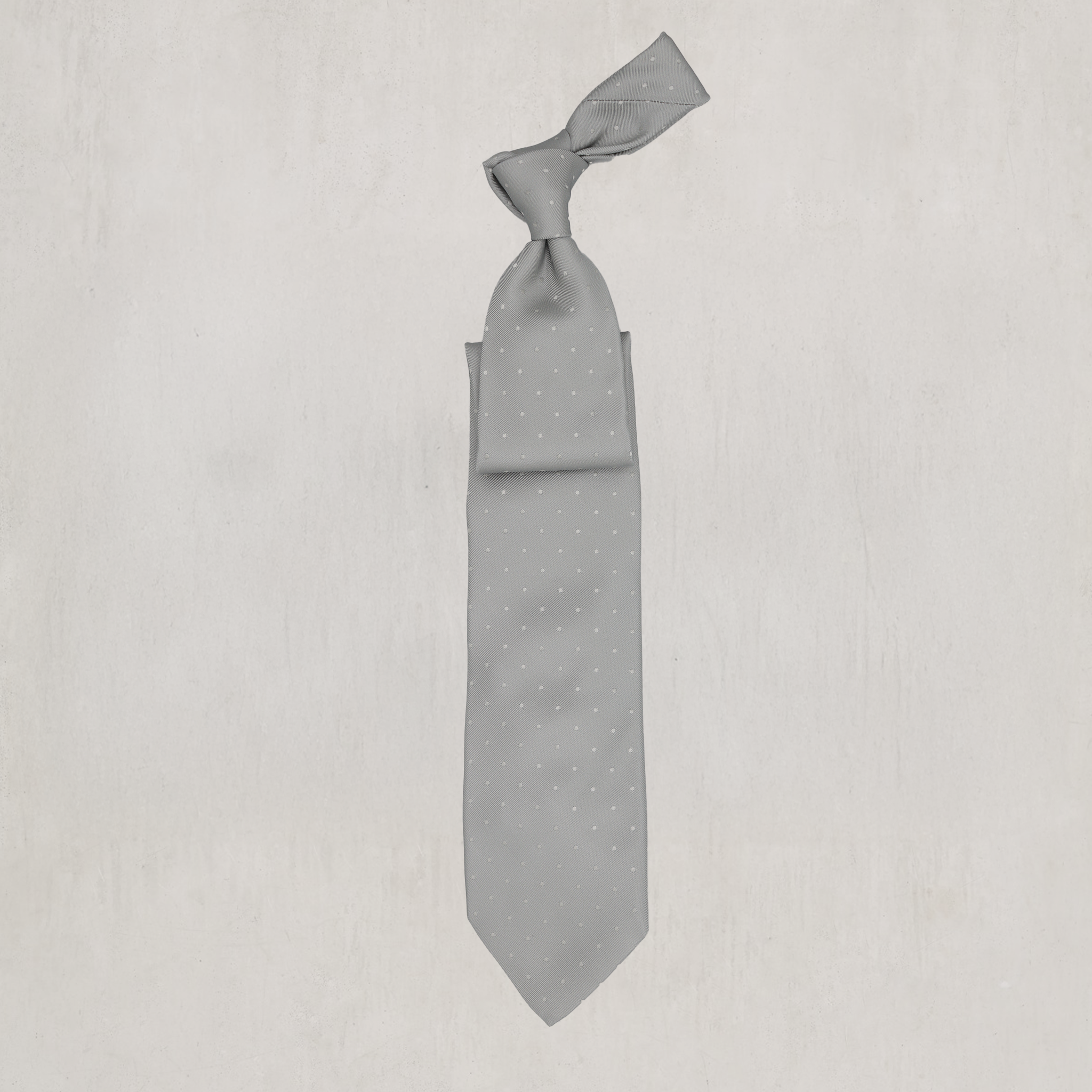 Spotted Silk Woven Tie in Silver