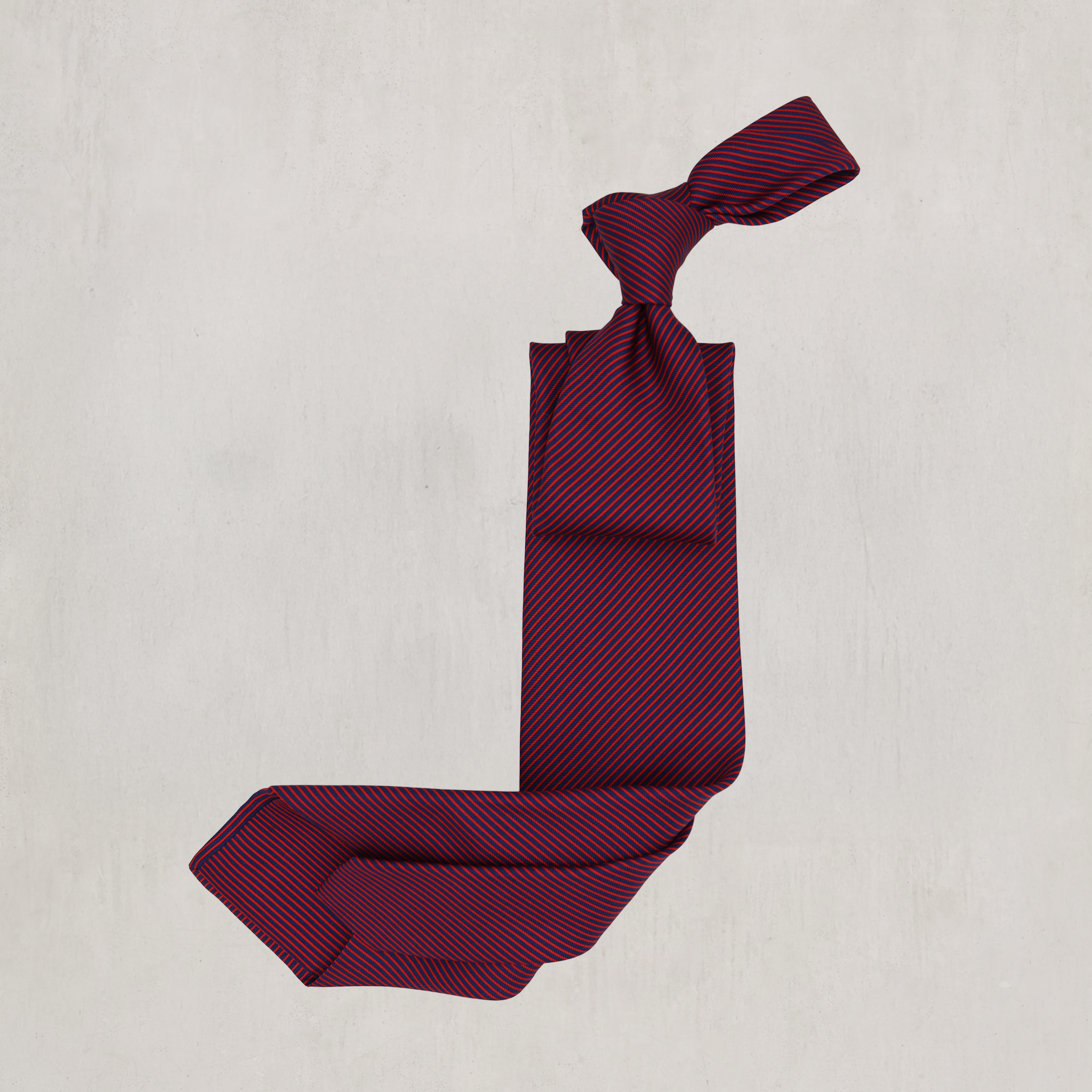 Diagonal Stripe Silk Printed Tie in Navy and Red