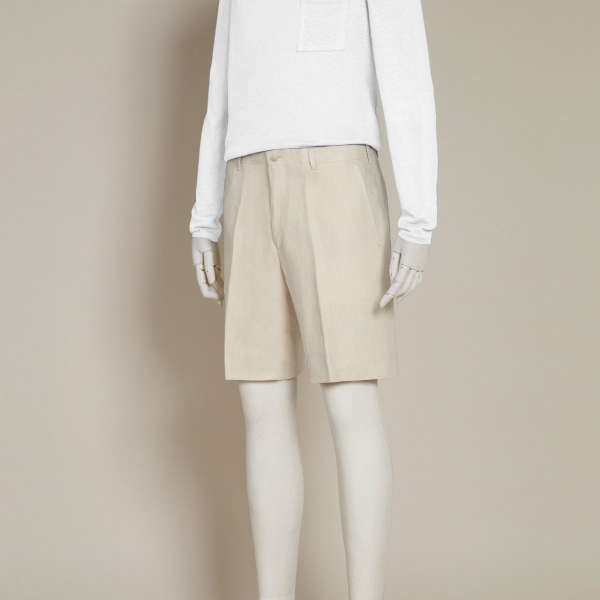 Tailored Linen Beach Shorts in Stone