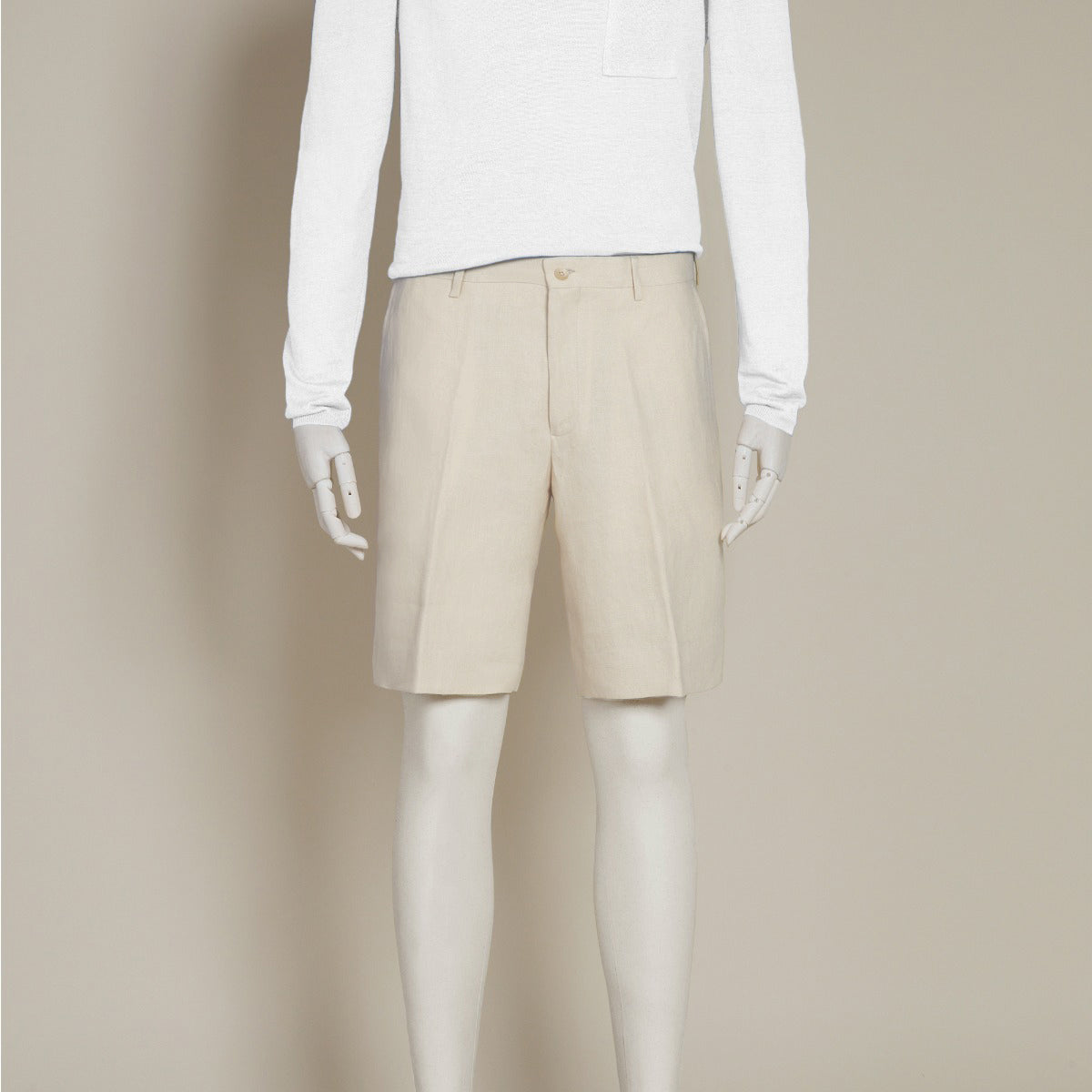 Tailored Linen Beach Shorts in Stone