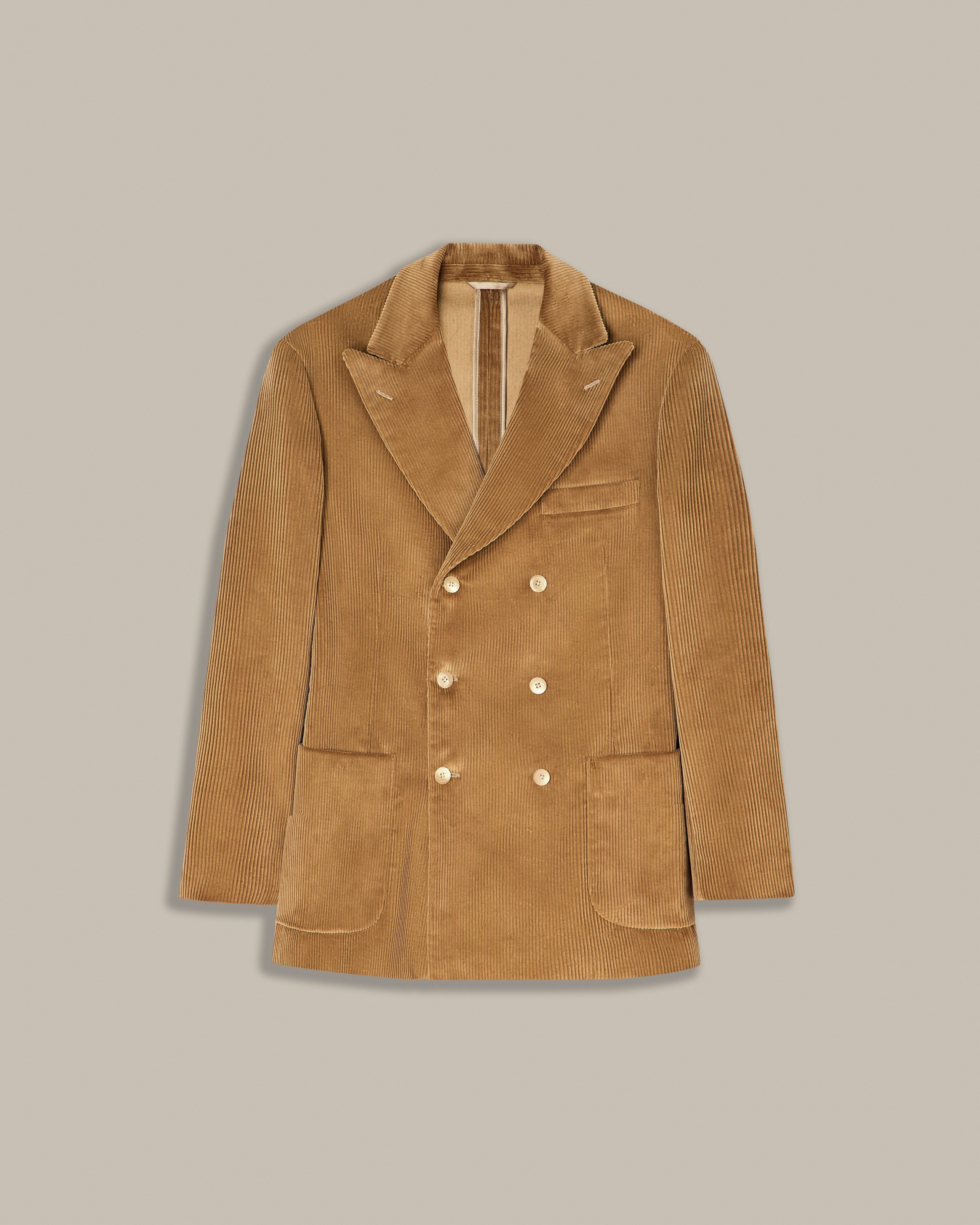Double Breasted Corduroy Unstructured Jacket in Honey