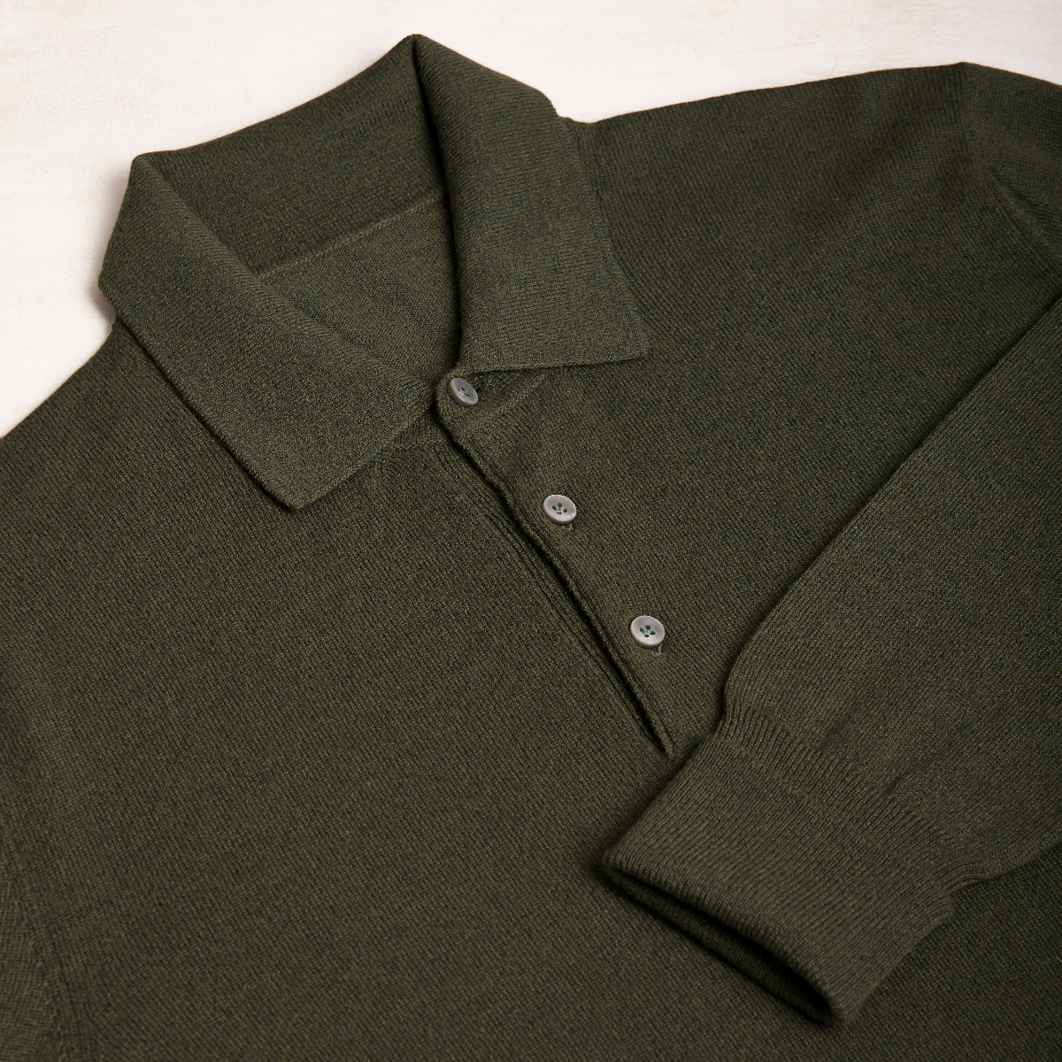 Wool And Cashmere Polo Shirt In Dark Olive