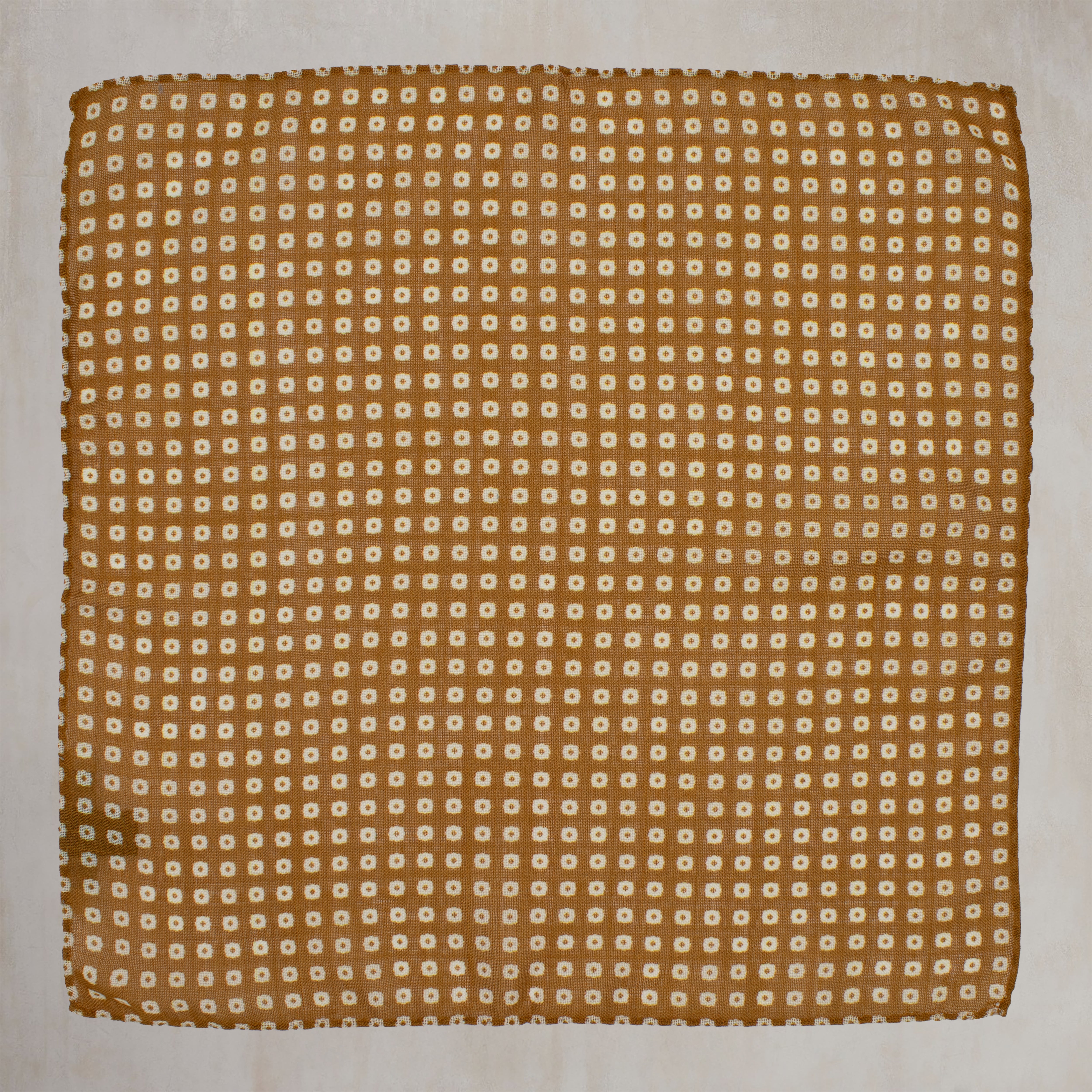 Wool And Silk Pocket Square with Mini Squares in Gold