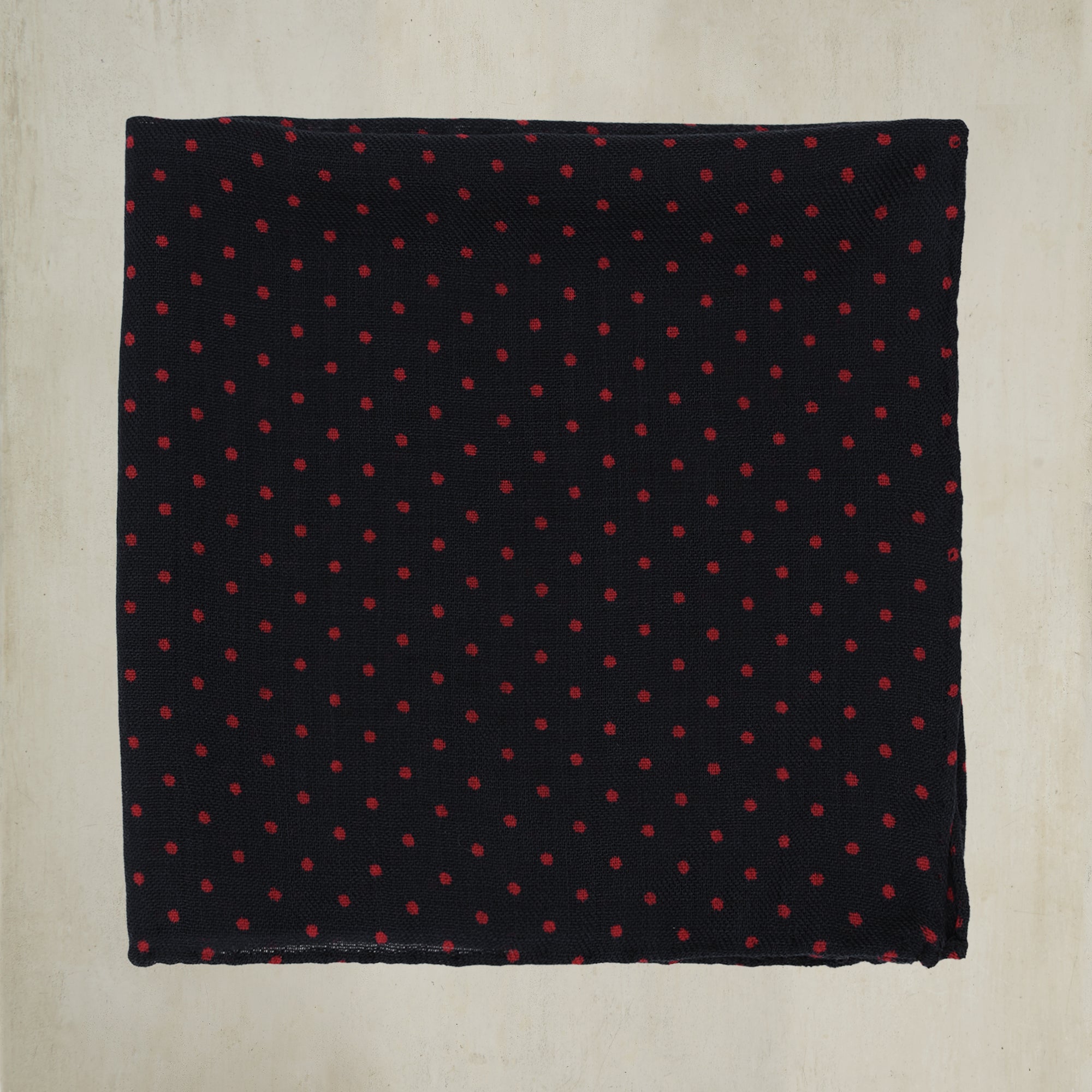 Wool and Cashmere Spotted Pocket Square in Red