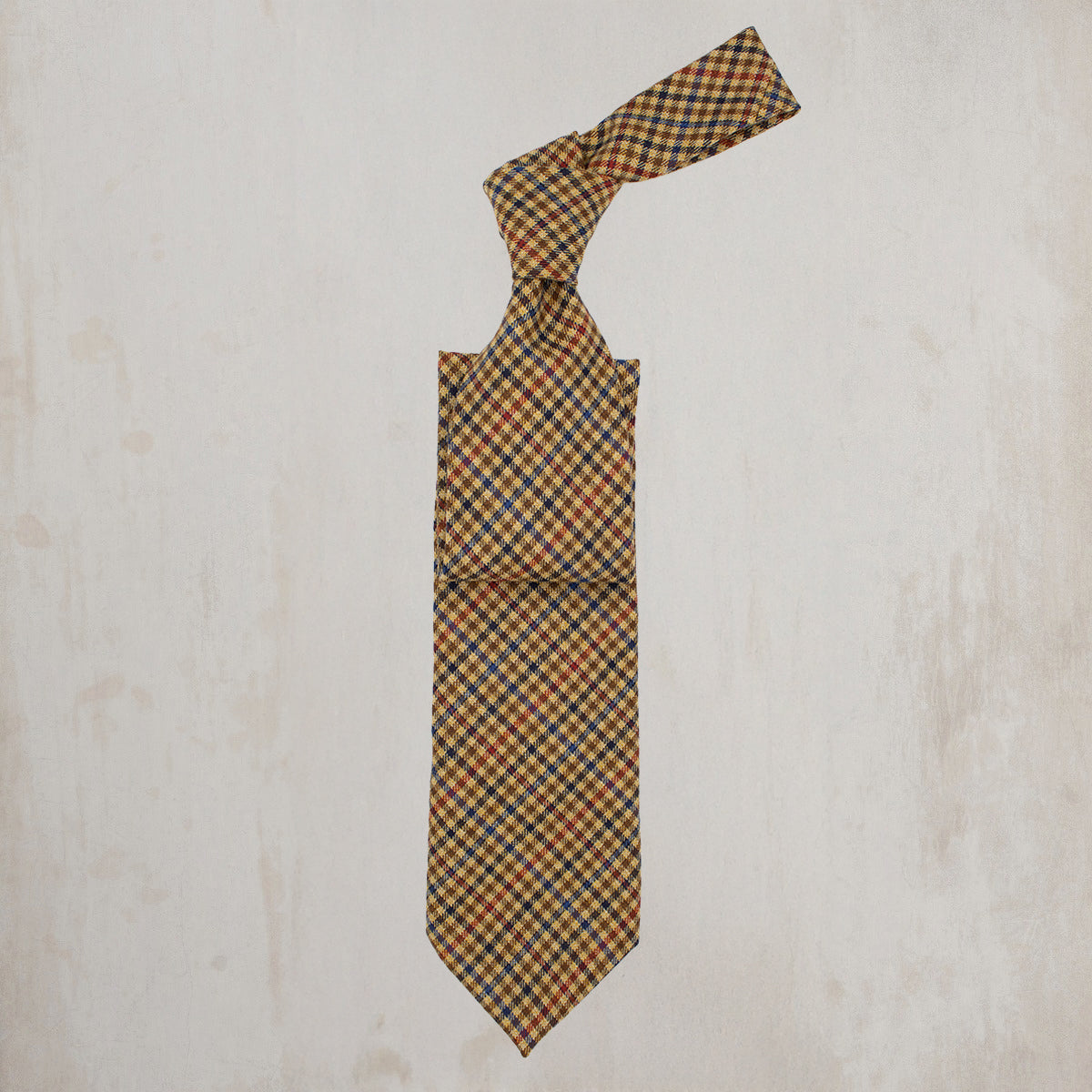 Woollen Mini Check Tie in Honey