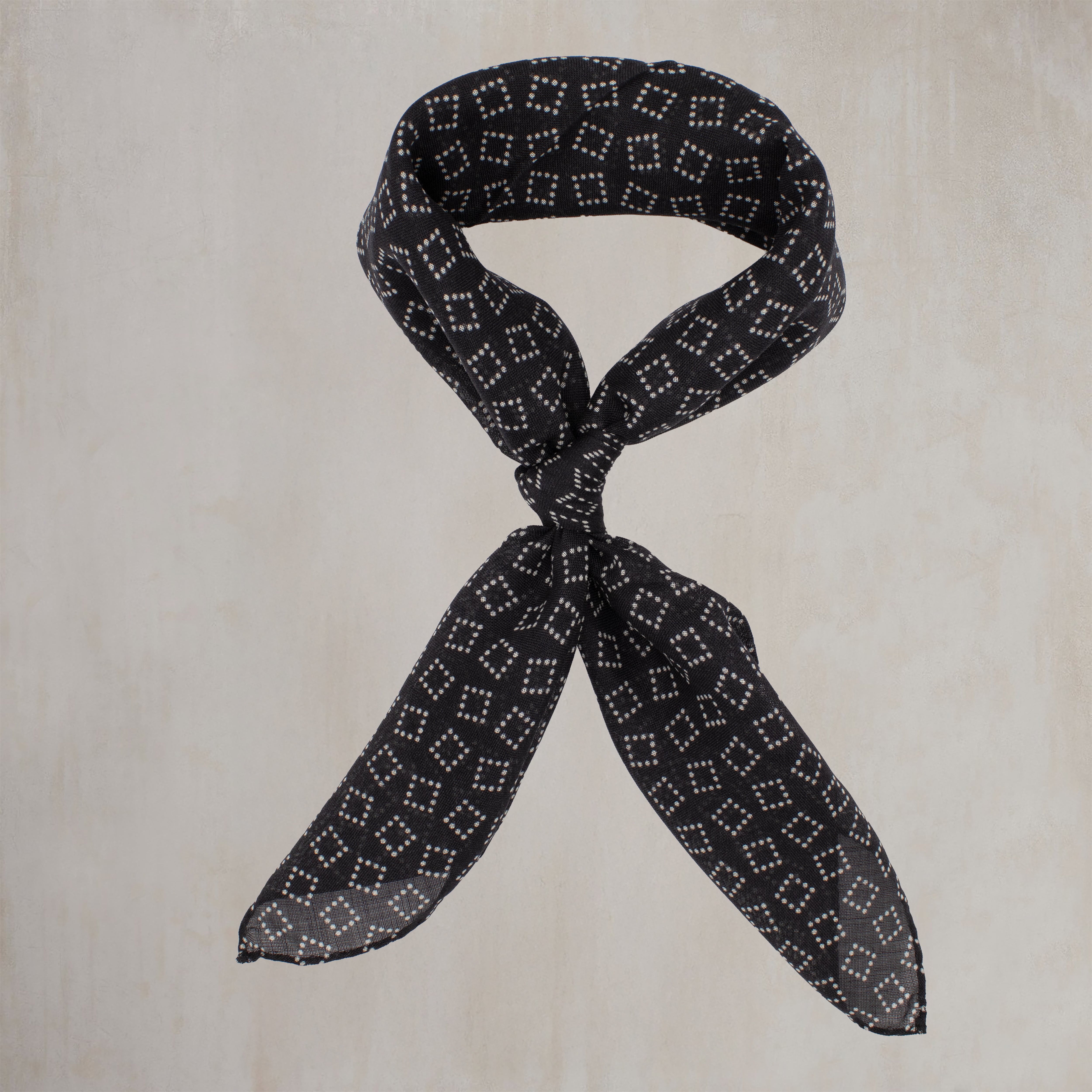 Wool And Silk Dotted Square Neckerchief in Black