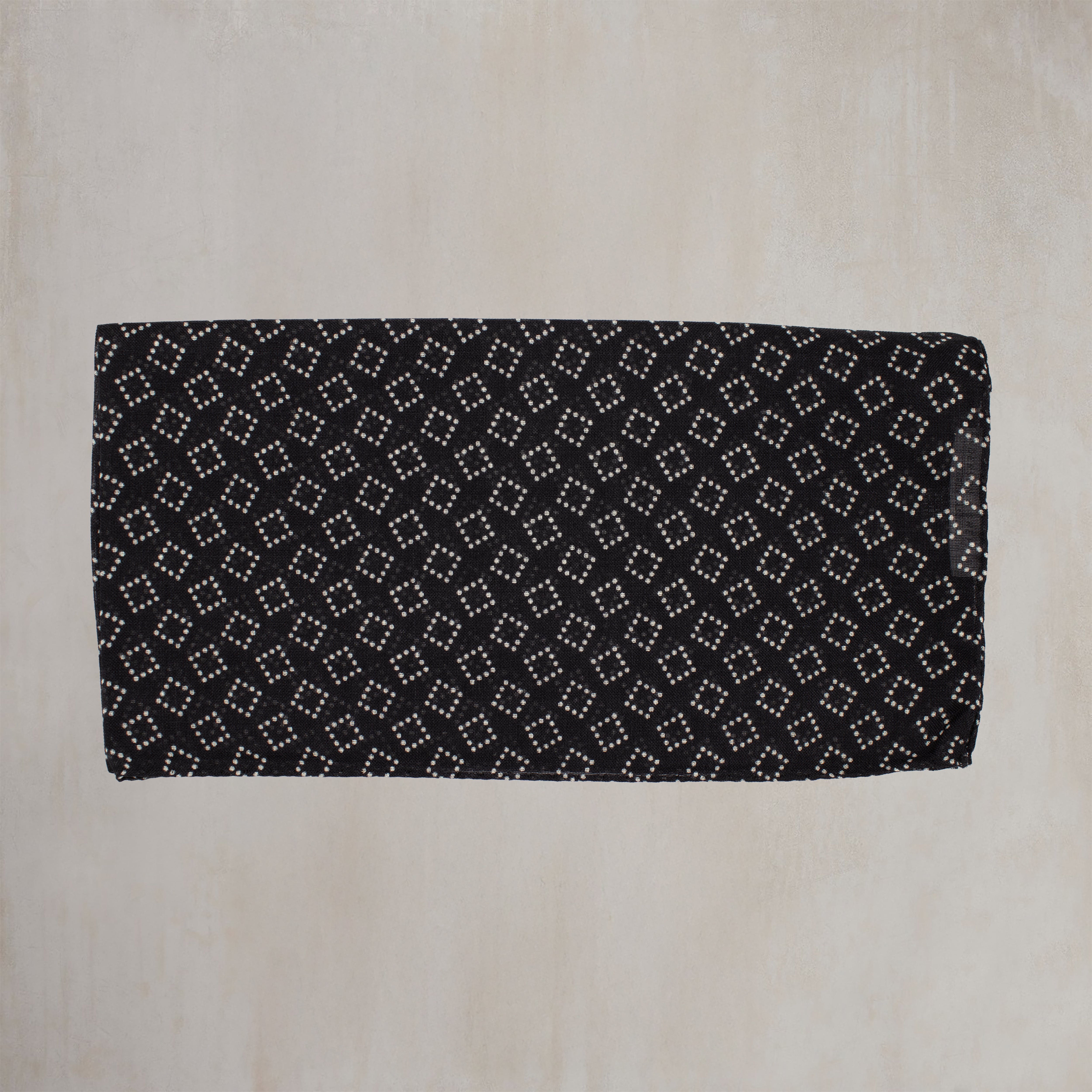 Wool And Silk Dotted Square Neckerchief in Black