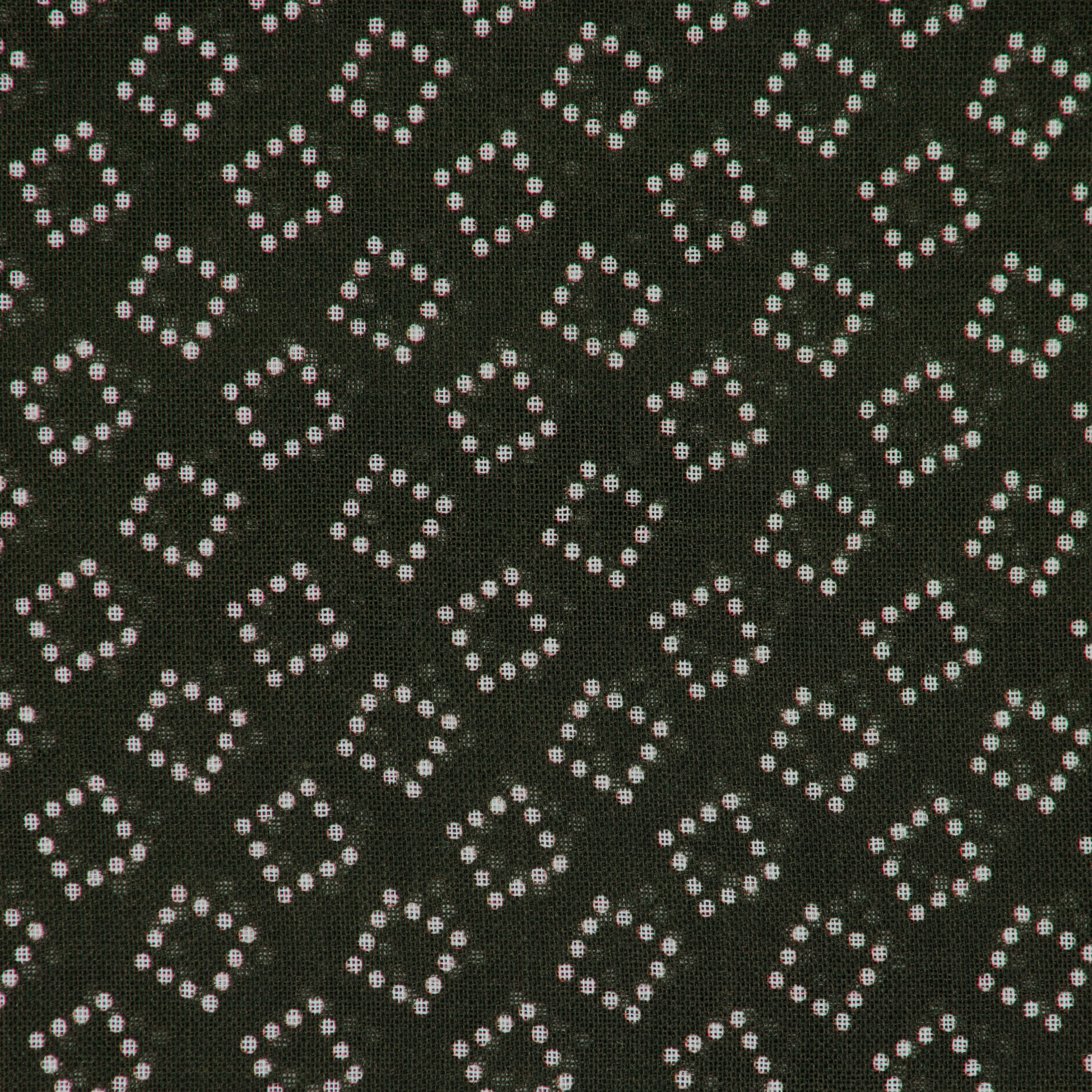 Wool and Silk Dotted Squares Scarf in Dark Green