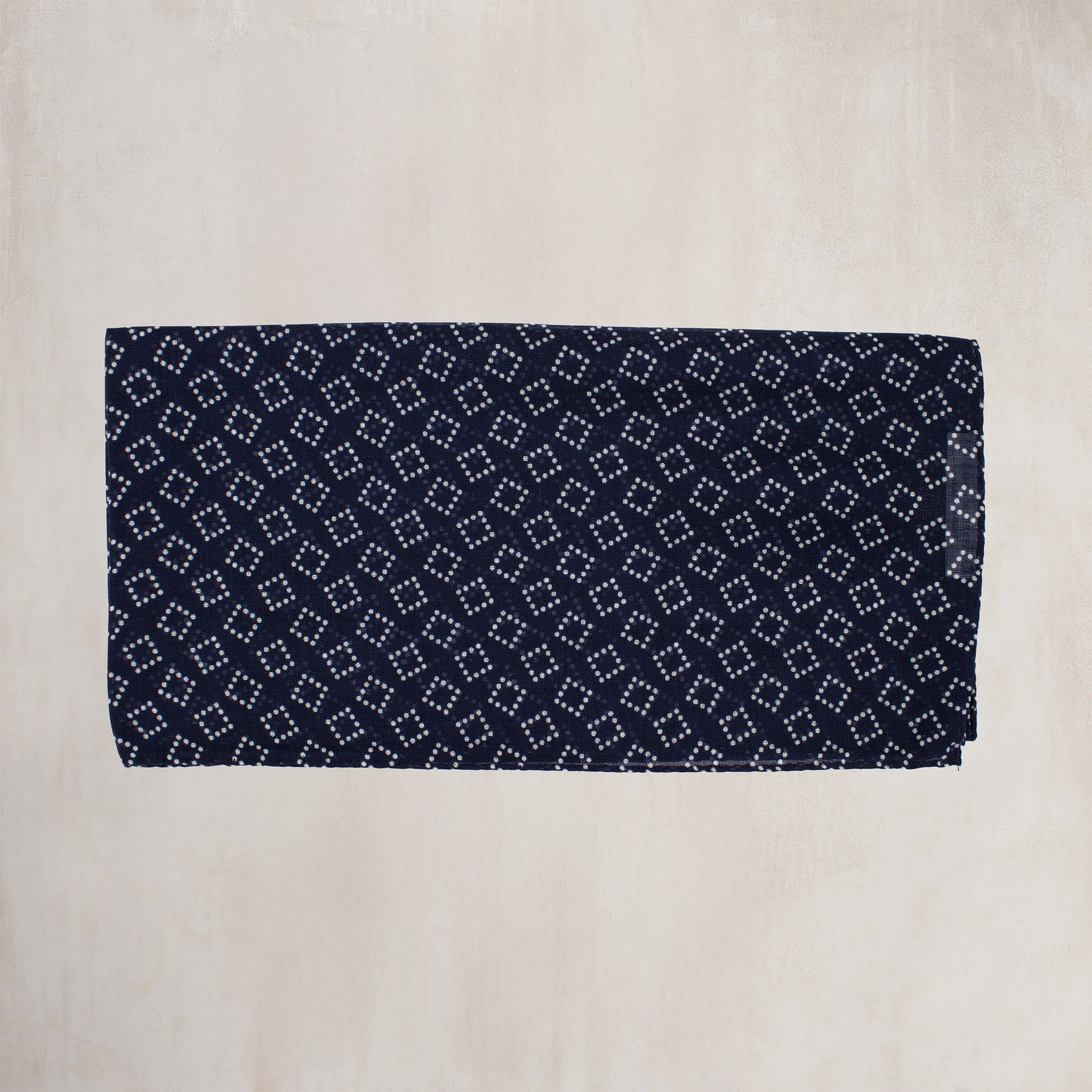 Wool And Silk Dotted Square Neckerchief in Navy