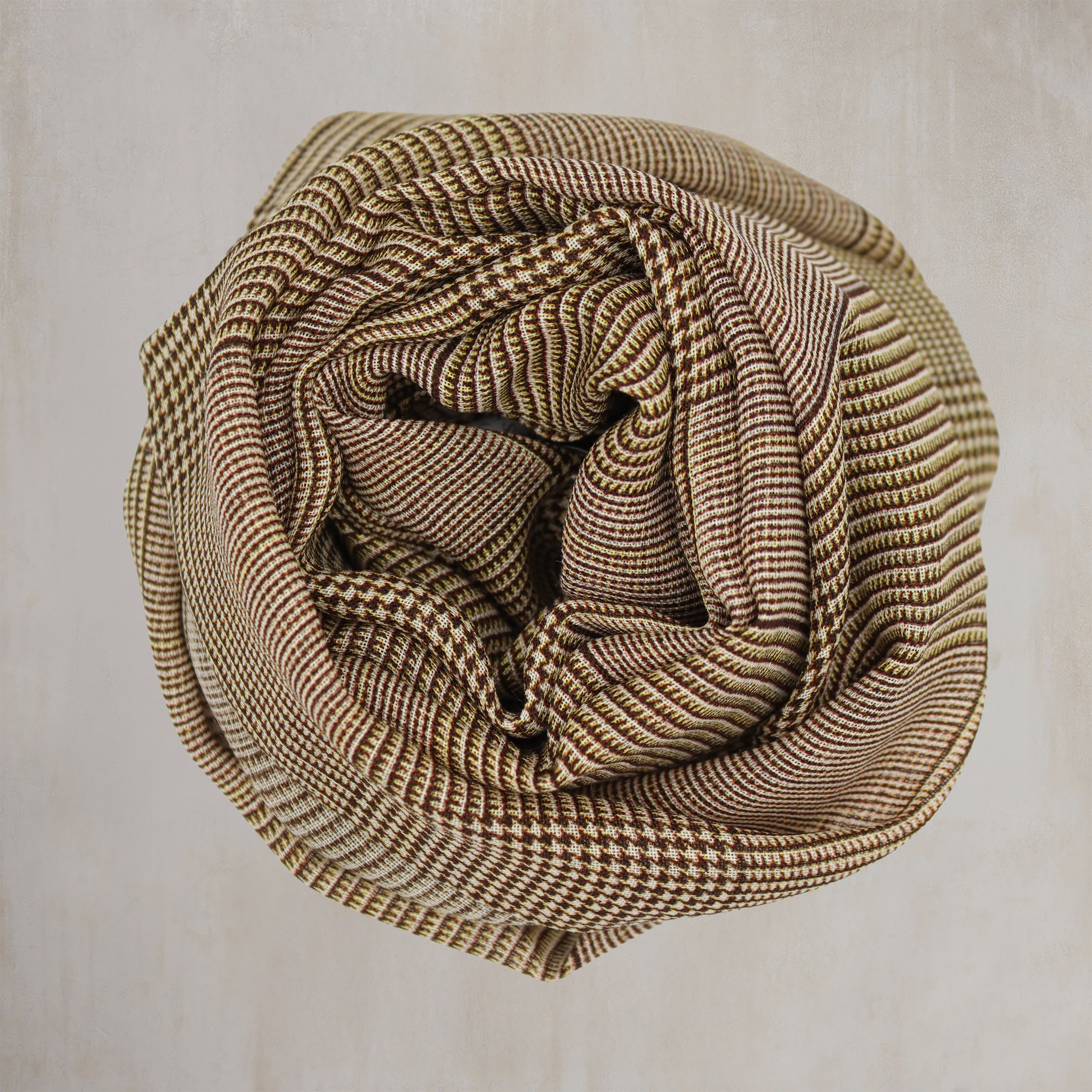 Wool And Silk Glen Check Scarf In Burgundy