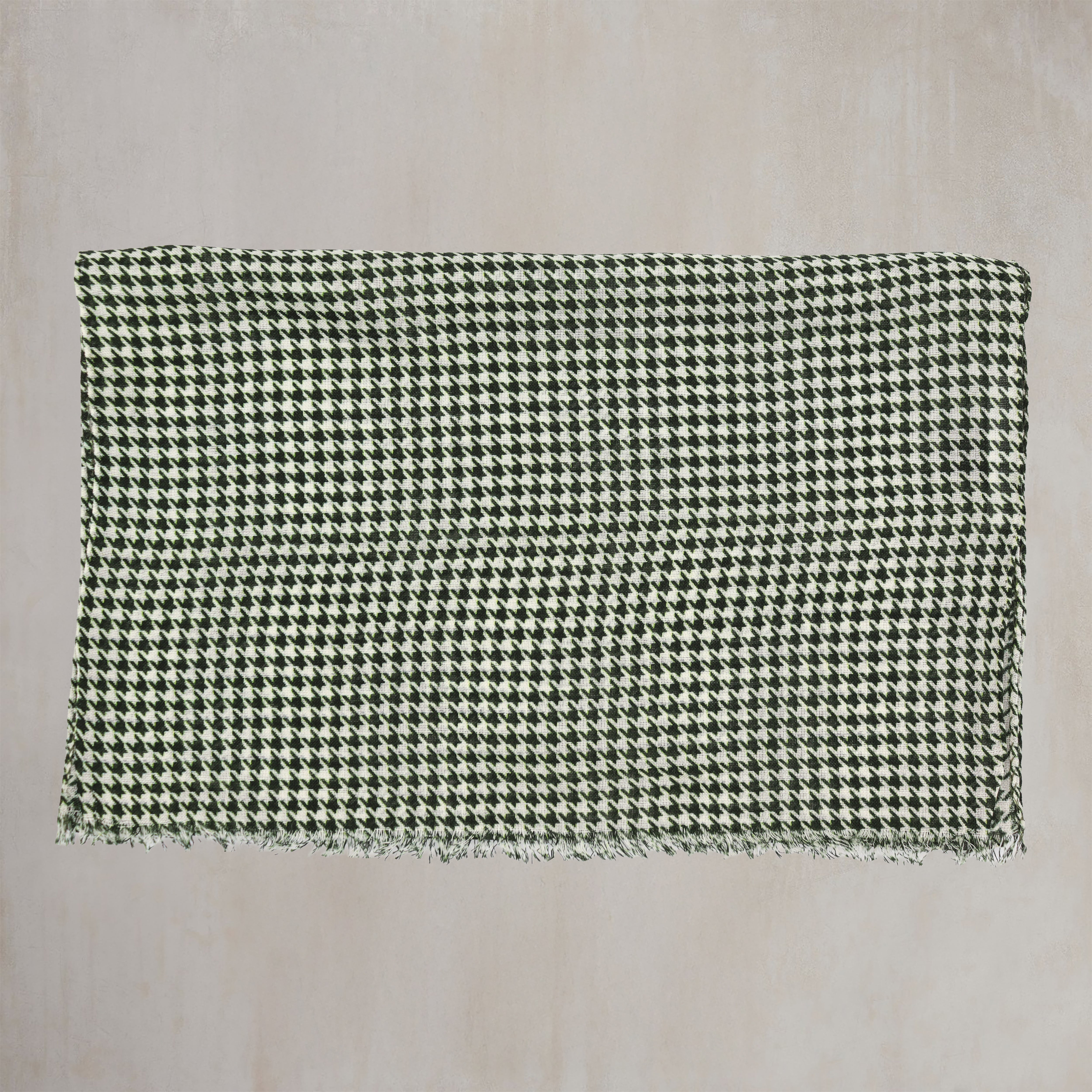 Wool And Silk Houndstooth Scarf In Dark Green