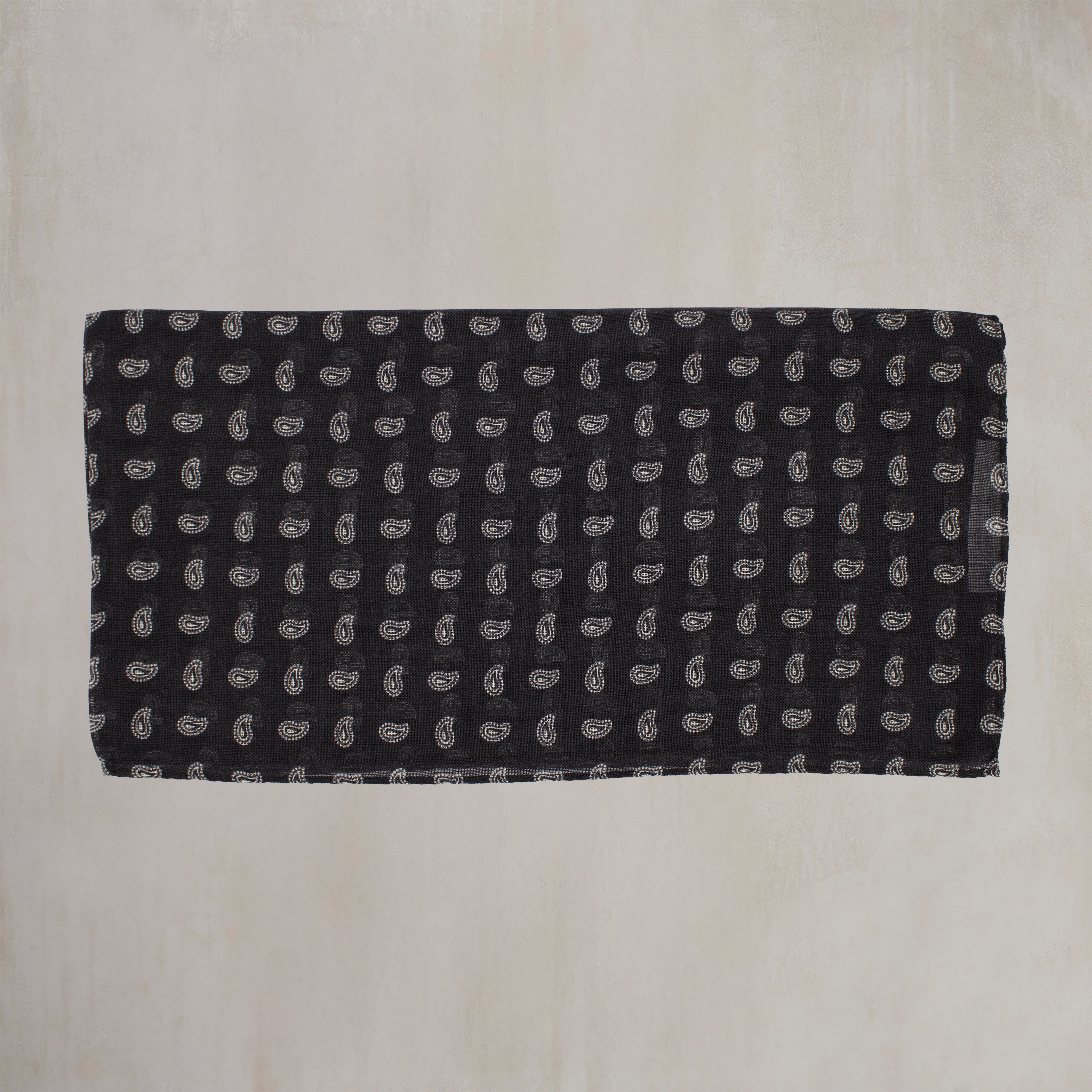 Wool and Silk Paisley Neckerchief in Black