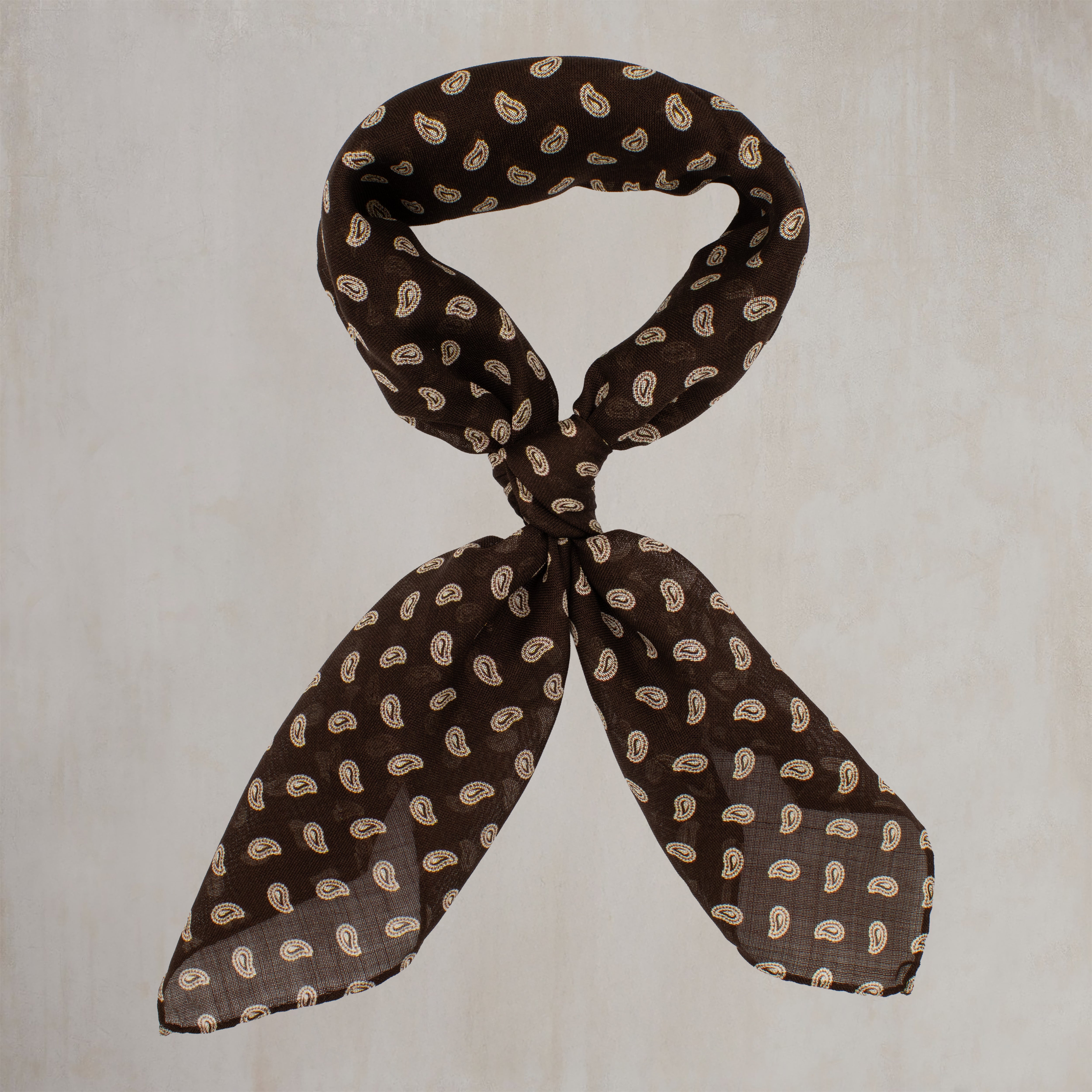 Wool and Silk Paisley Neckerchief in Chocolate