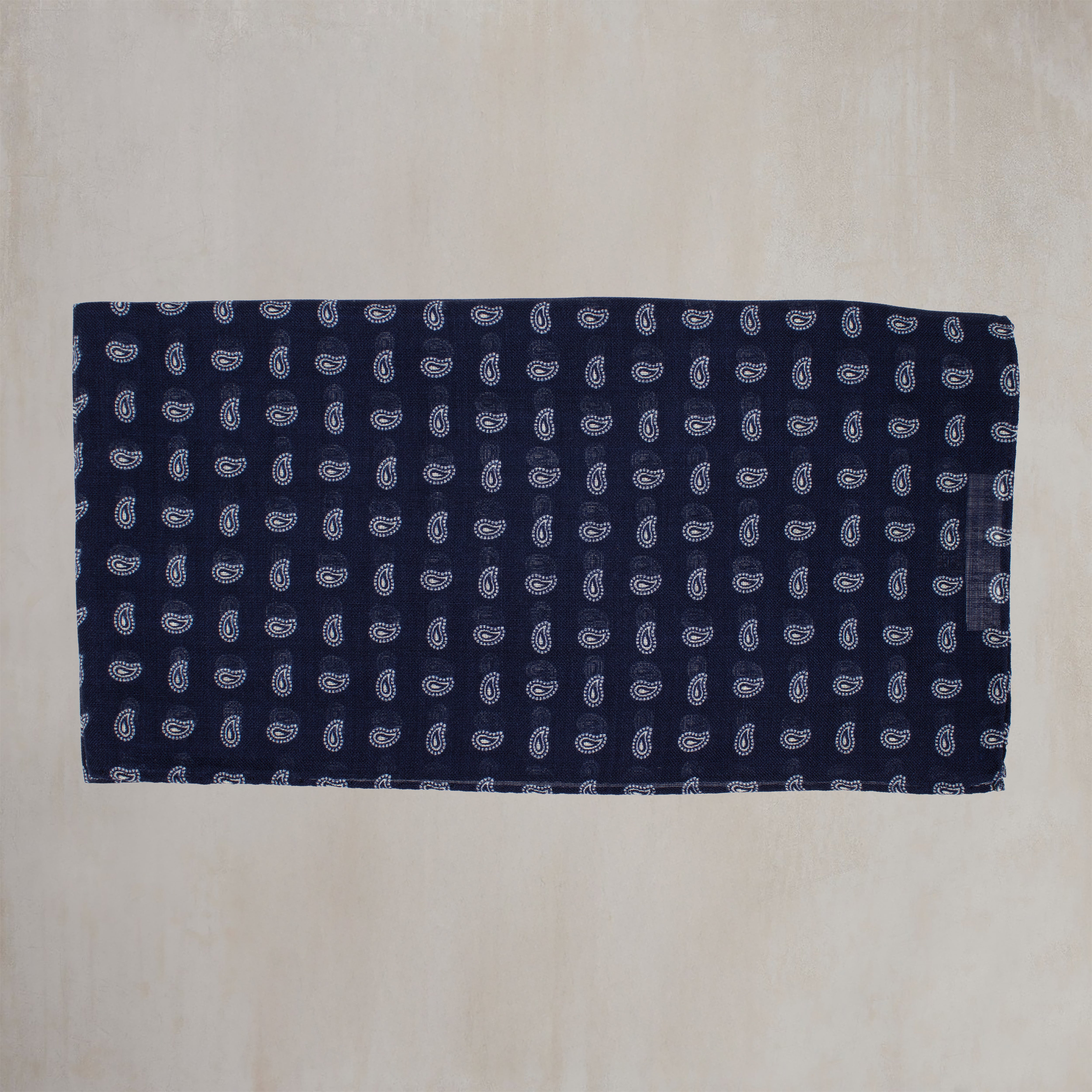 Wool and Silk Paisley Neckerchief in Navy