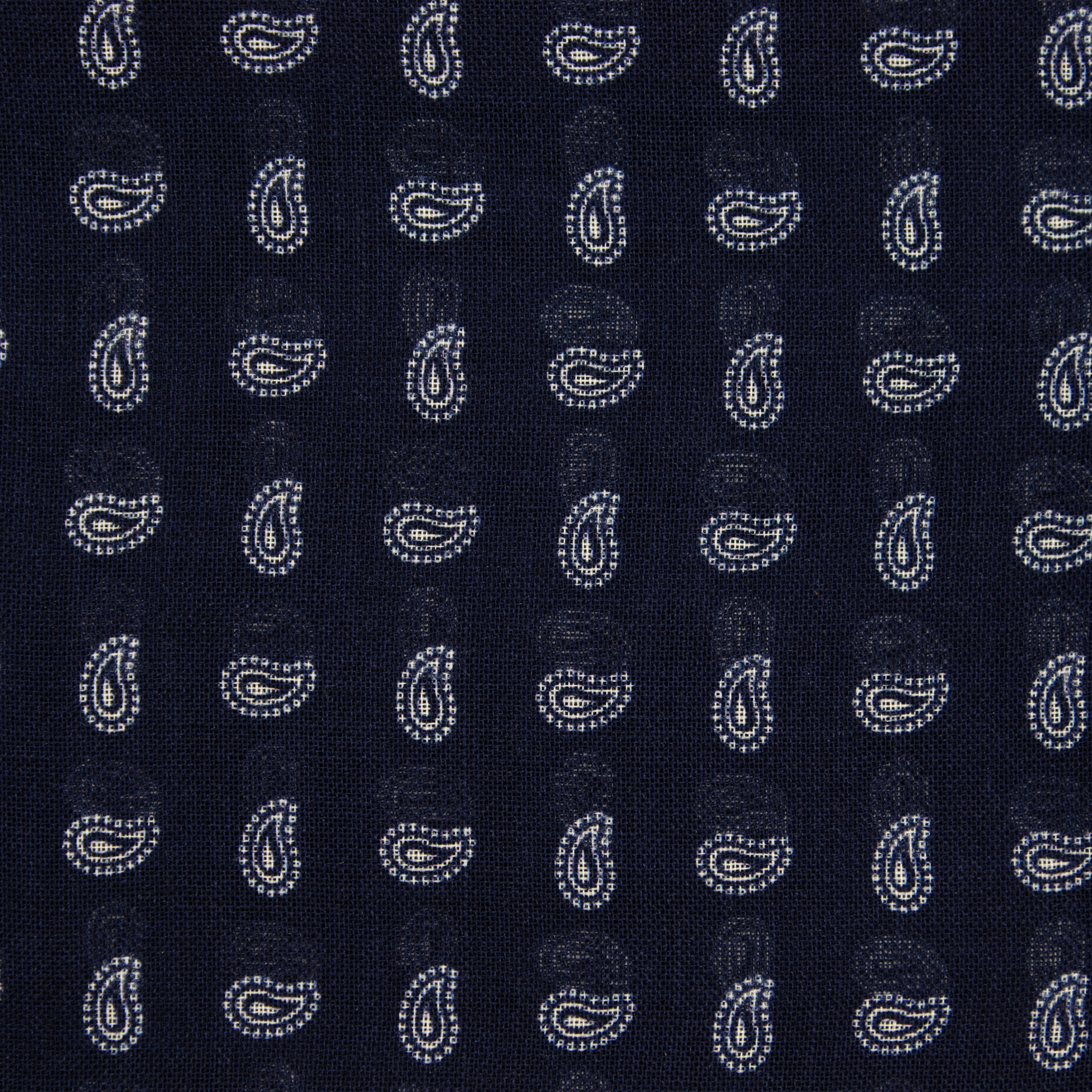 Wool and Silk Paisley Scarf in Navy