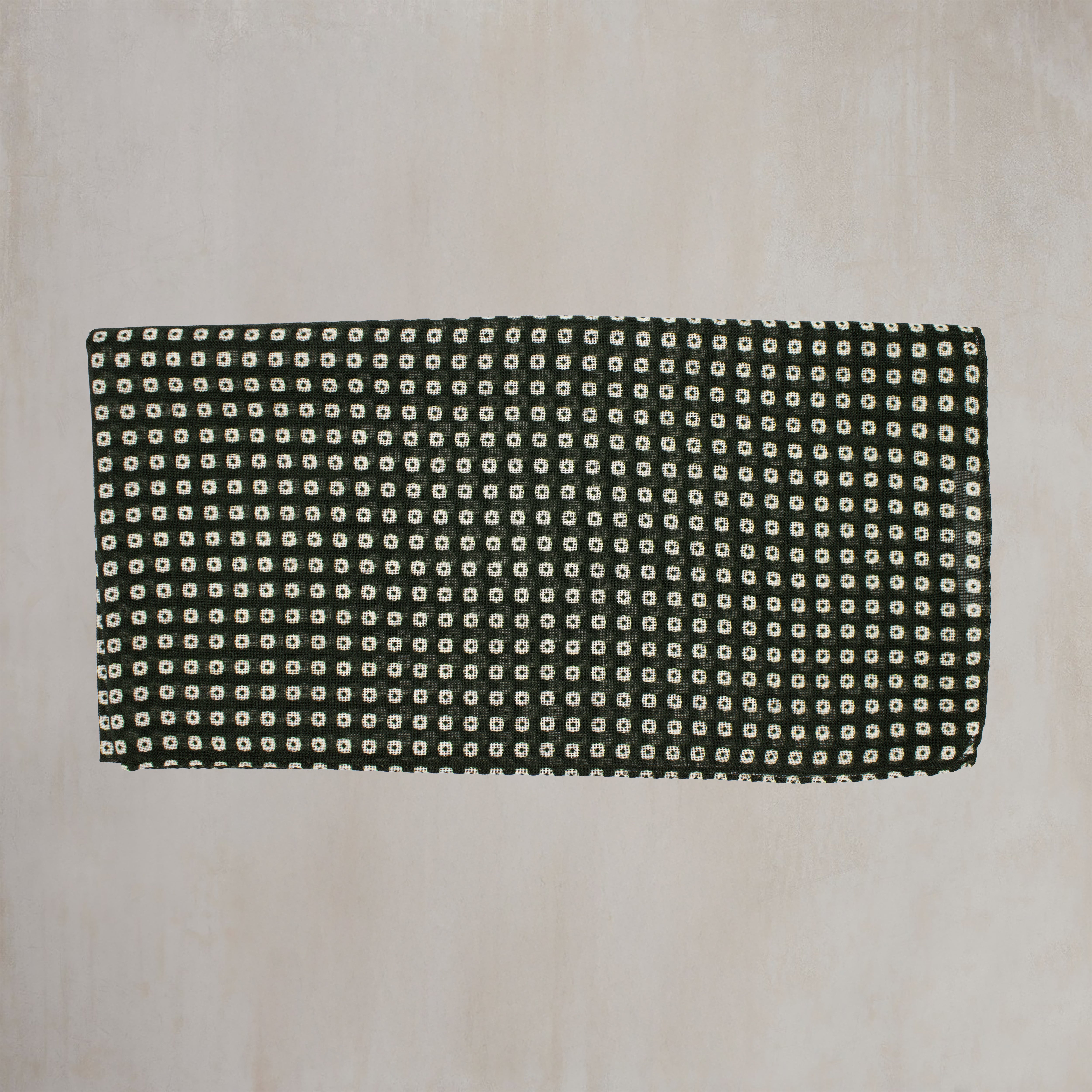 Wool And Silk Mini Squares Neckerchief in Dark Green