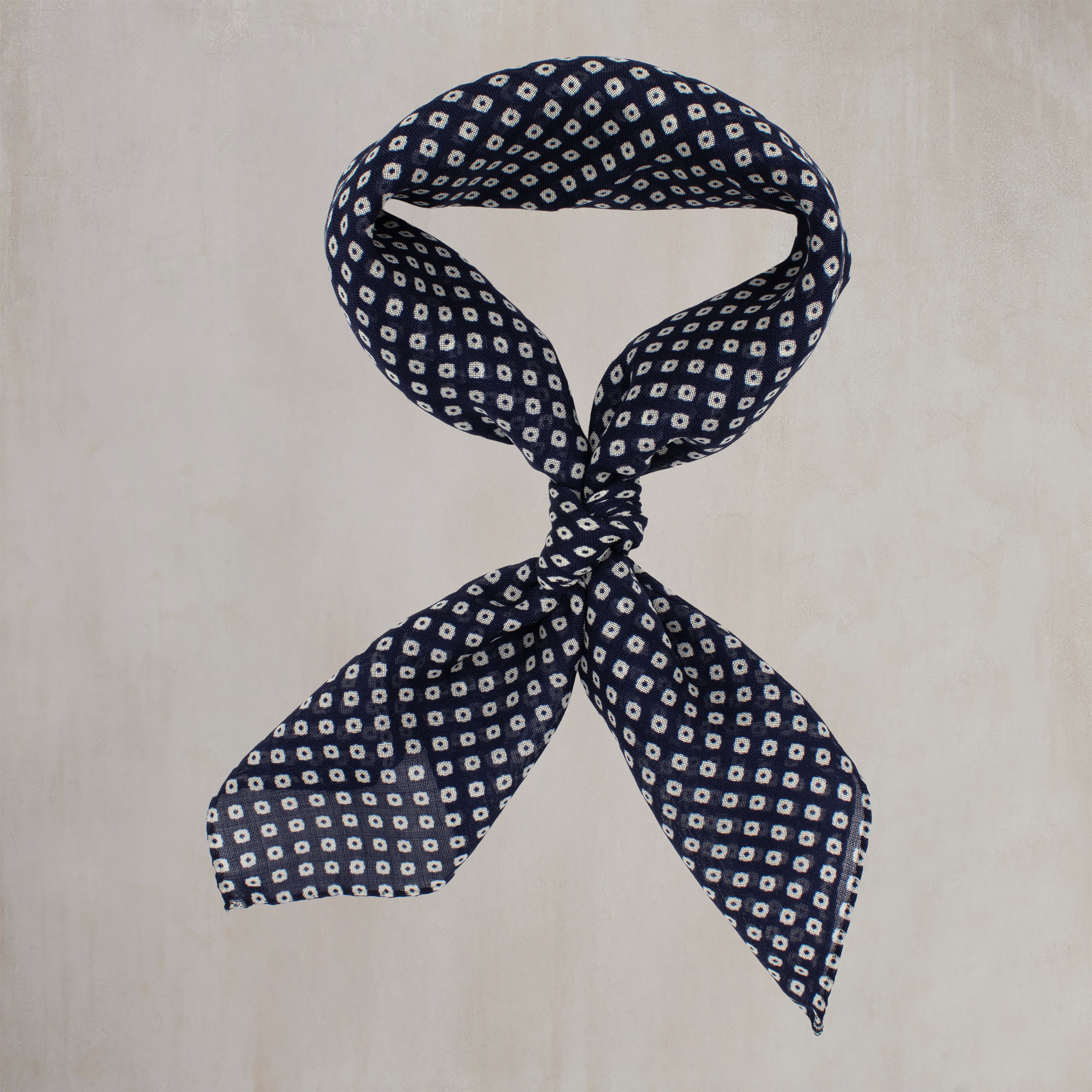 Wool And Silk Mini Squares Neckerchief in Navy