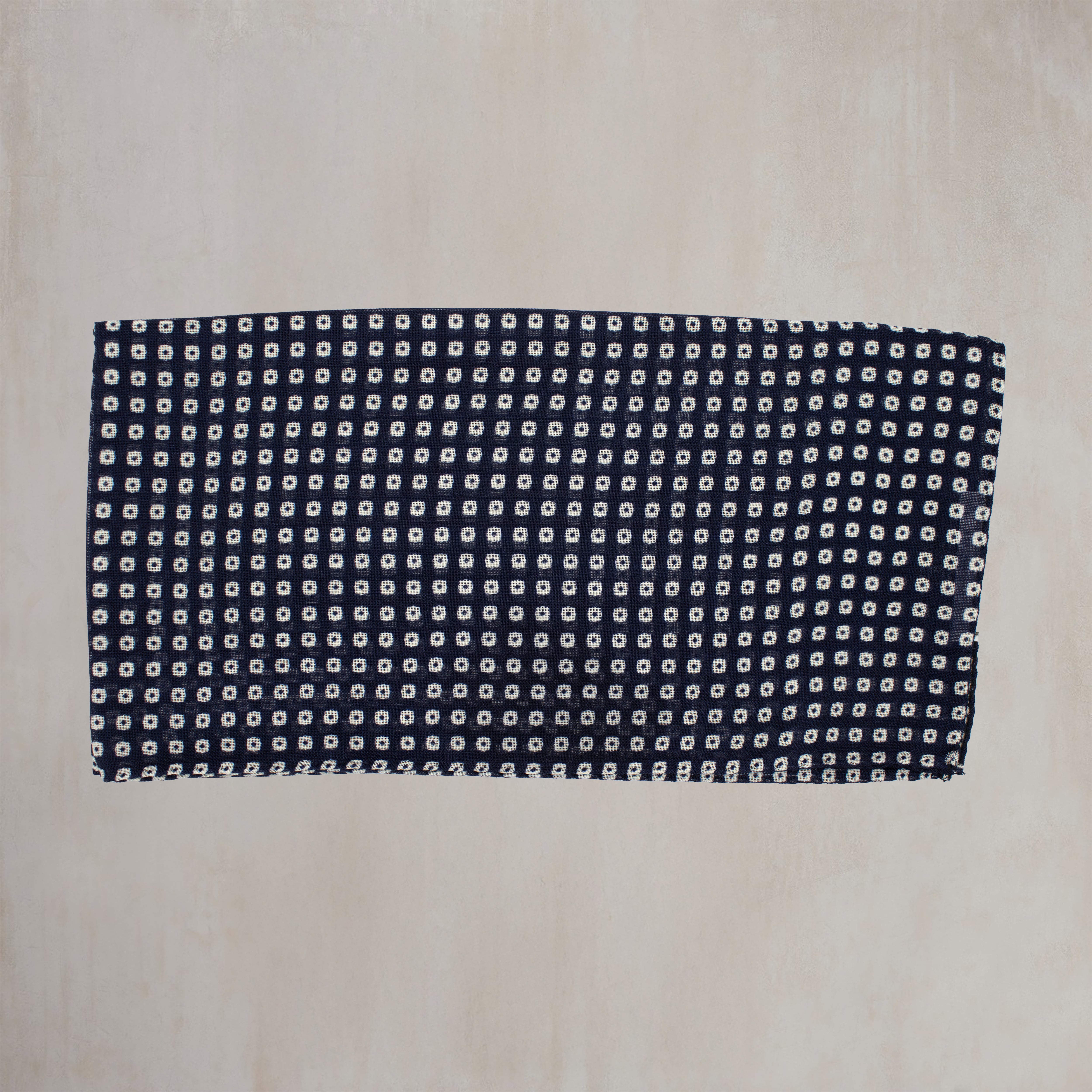 Wool and Silk Mini Squares Scarf in Navy