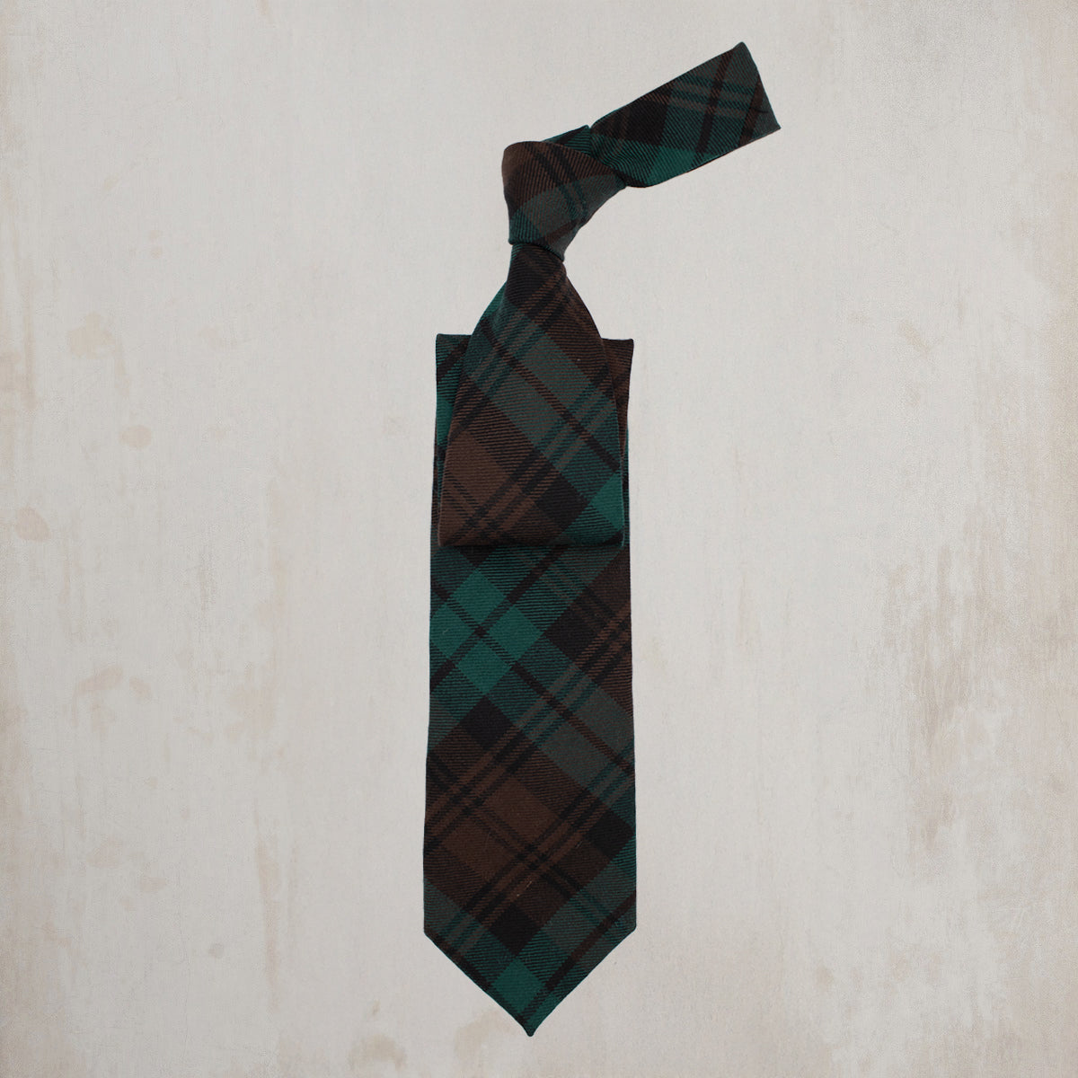 Woollen Tartan Tie in Brown and Green