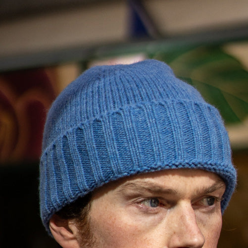 Woollen Beanie Hat In Cornflower