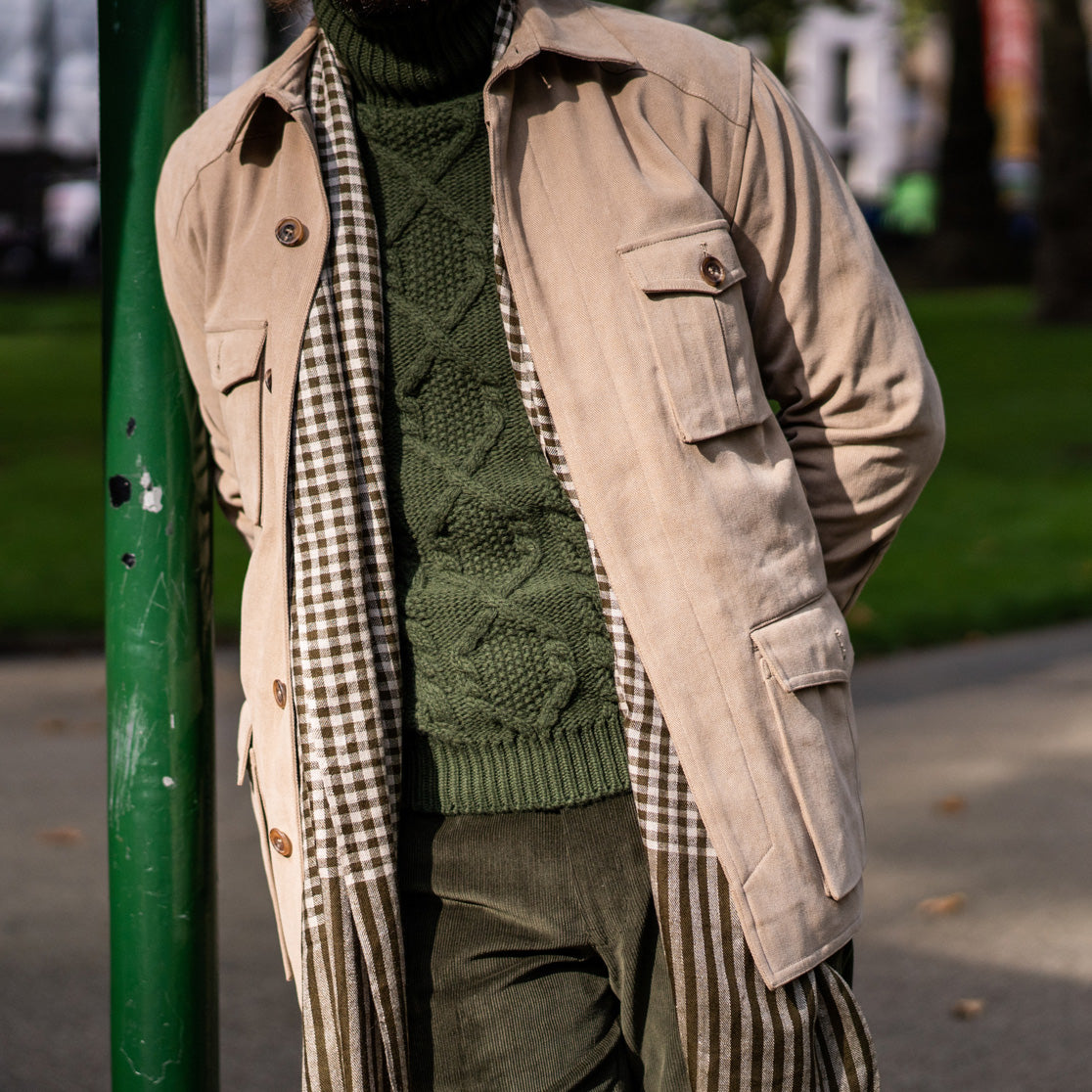 Heavy Drill Cotton Travel Jacket In Taupe1