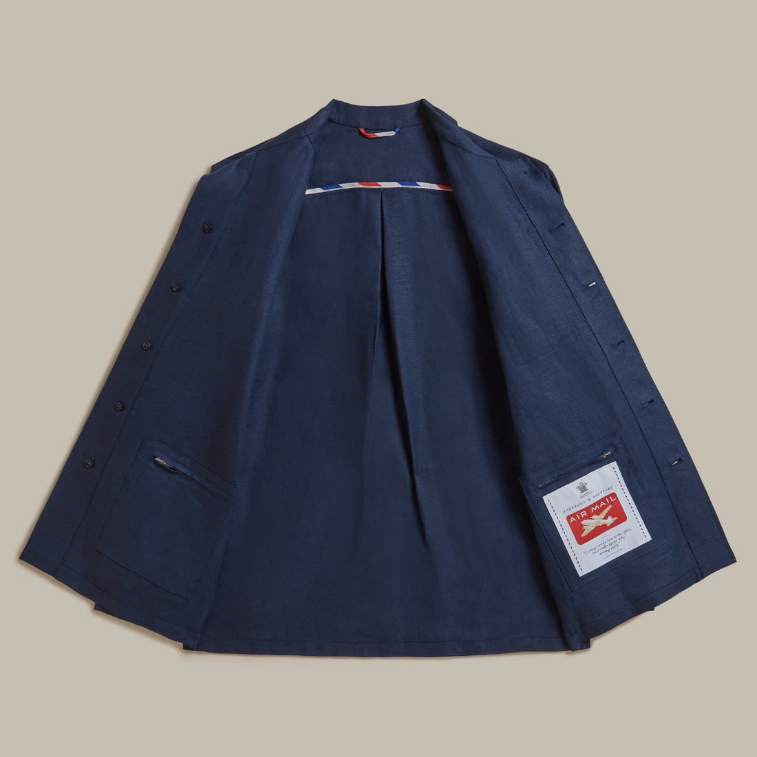 Air Mail Linen Work Jacket In Navy