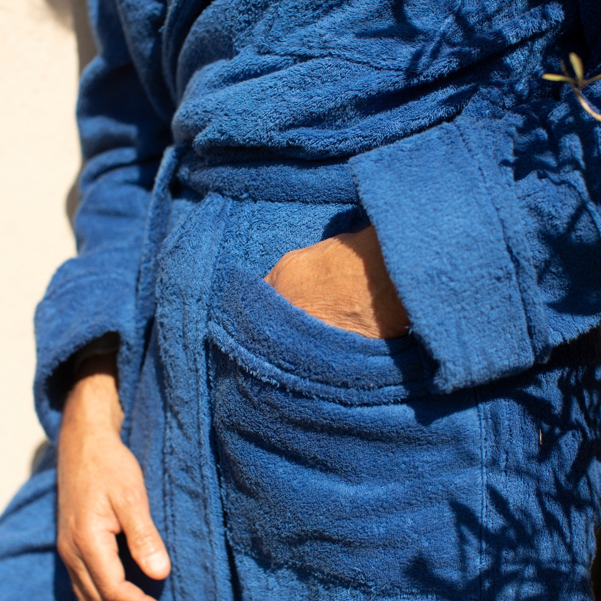 Single-Breasted Cotton Towelling Dressing Gown In Blue