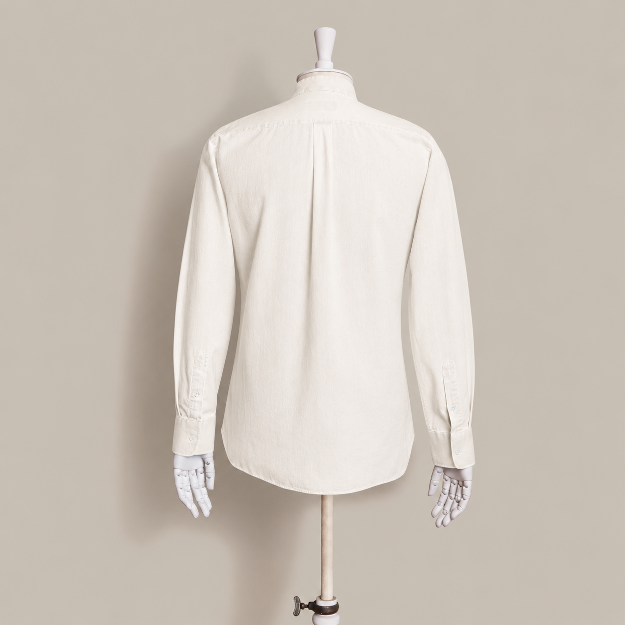 100 Hands For Anderson & Sheppard Handmade Collarless Chambray Shirt In White