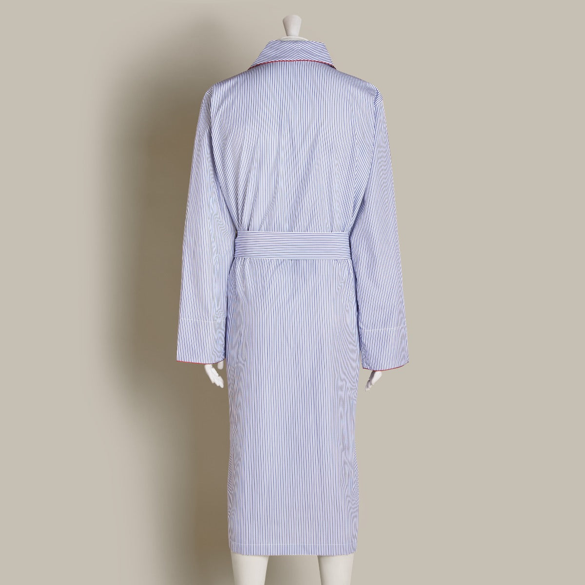 Cotton Striped Dressing Gown In Navy