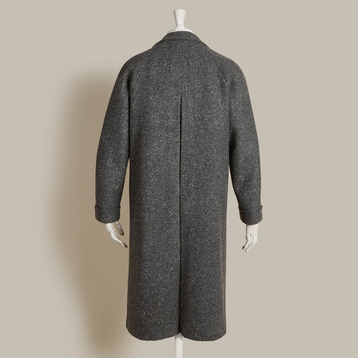 Handwoven Donegal Woollen Coat In Dark Grey