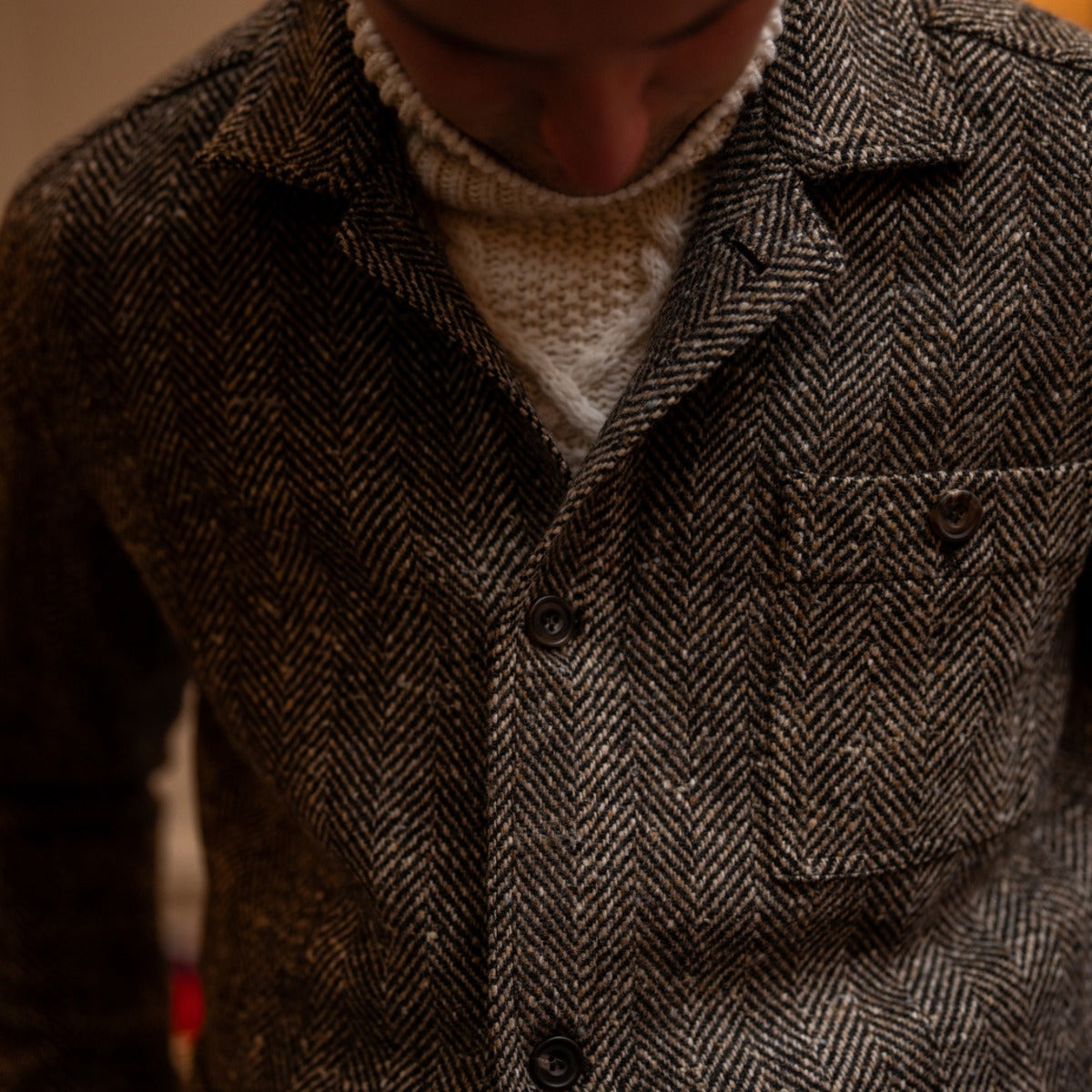 Handwoven Herringbone Jacket No. 2 In Light Brown