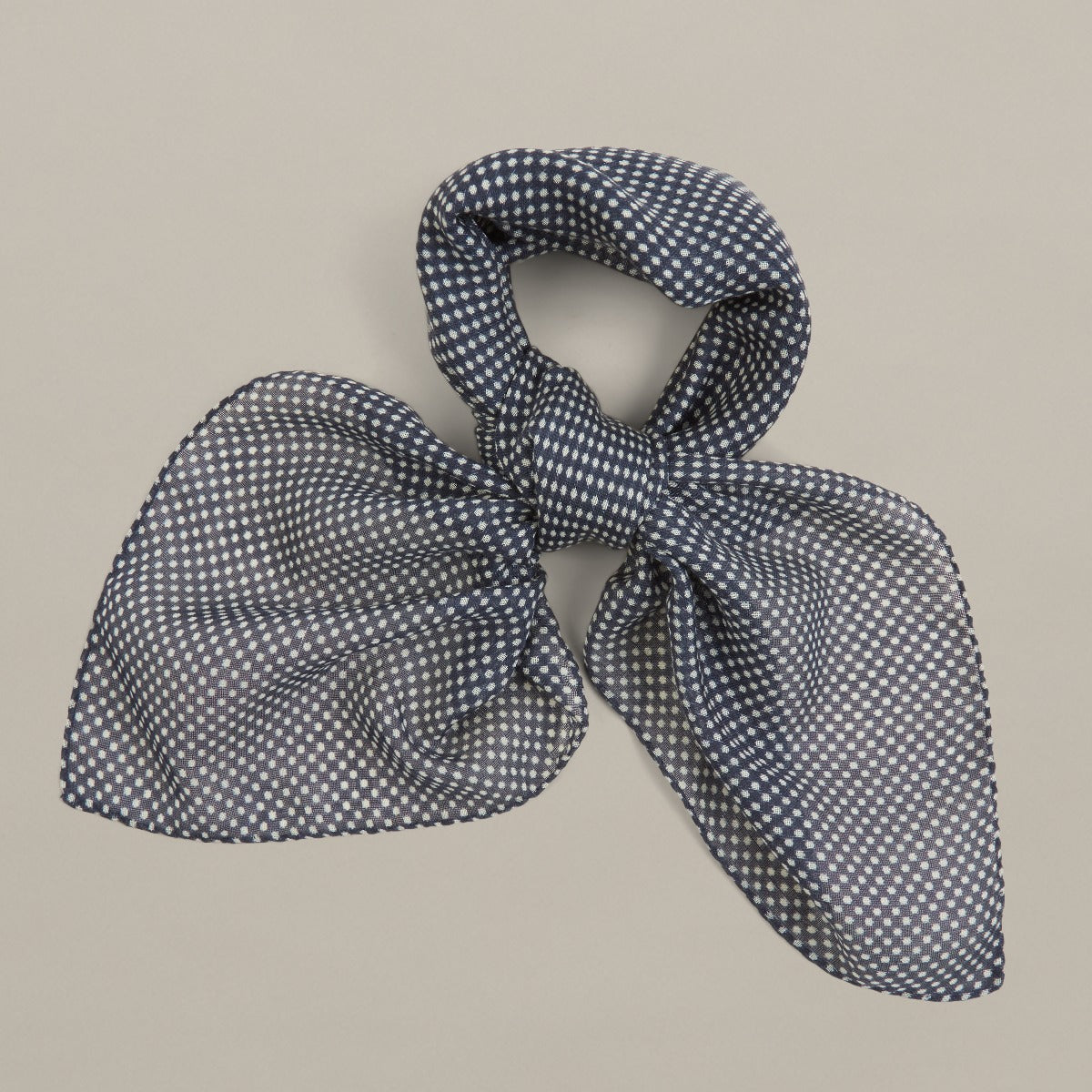 Wool And Silk Neckerchief With Medium Spots In Navy