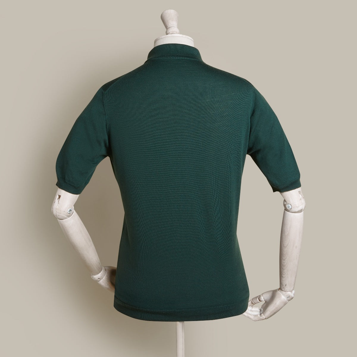 Short Sleeve Lightweight Merino Polo Shirt In Dark Green