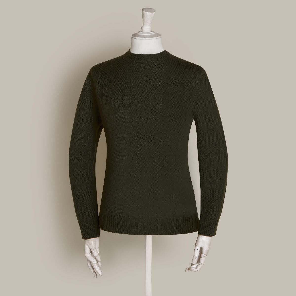 Soft Extrafine Merino Wool Sweater In Khaki